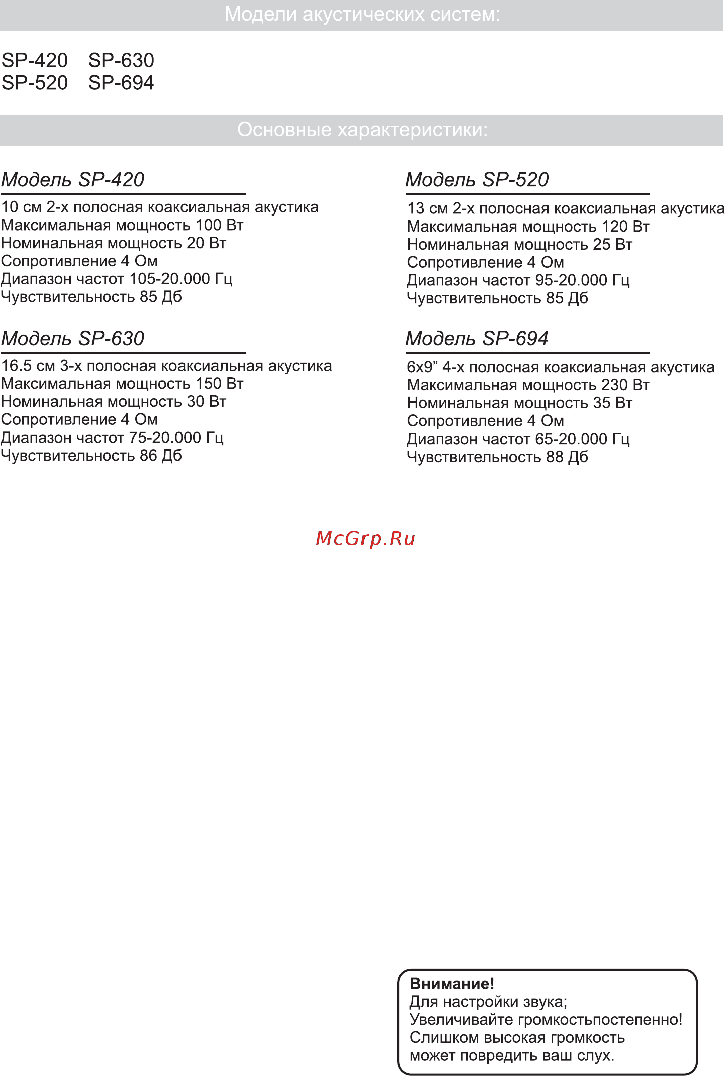 ACV SP SP-522 [7/11] Sp 420 sp 630 sp 520 sp 694
