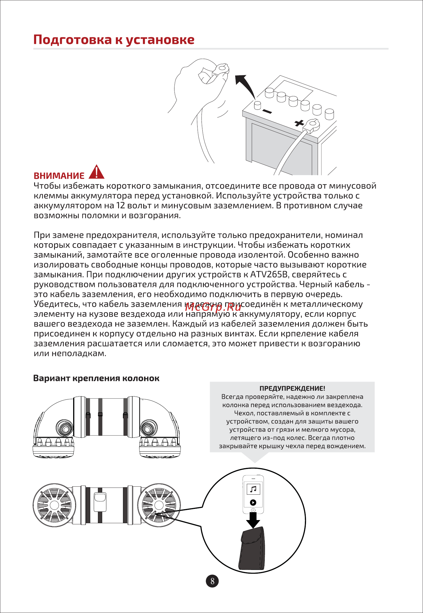 ACV ATV ATV265B [10/14] Подготовка к установке