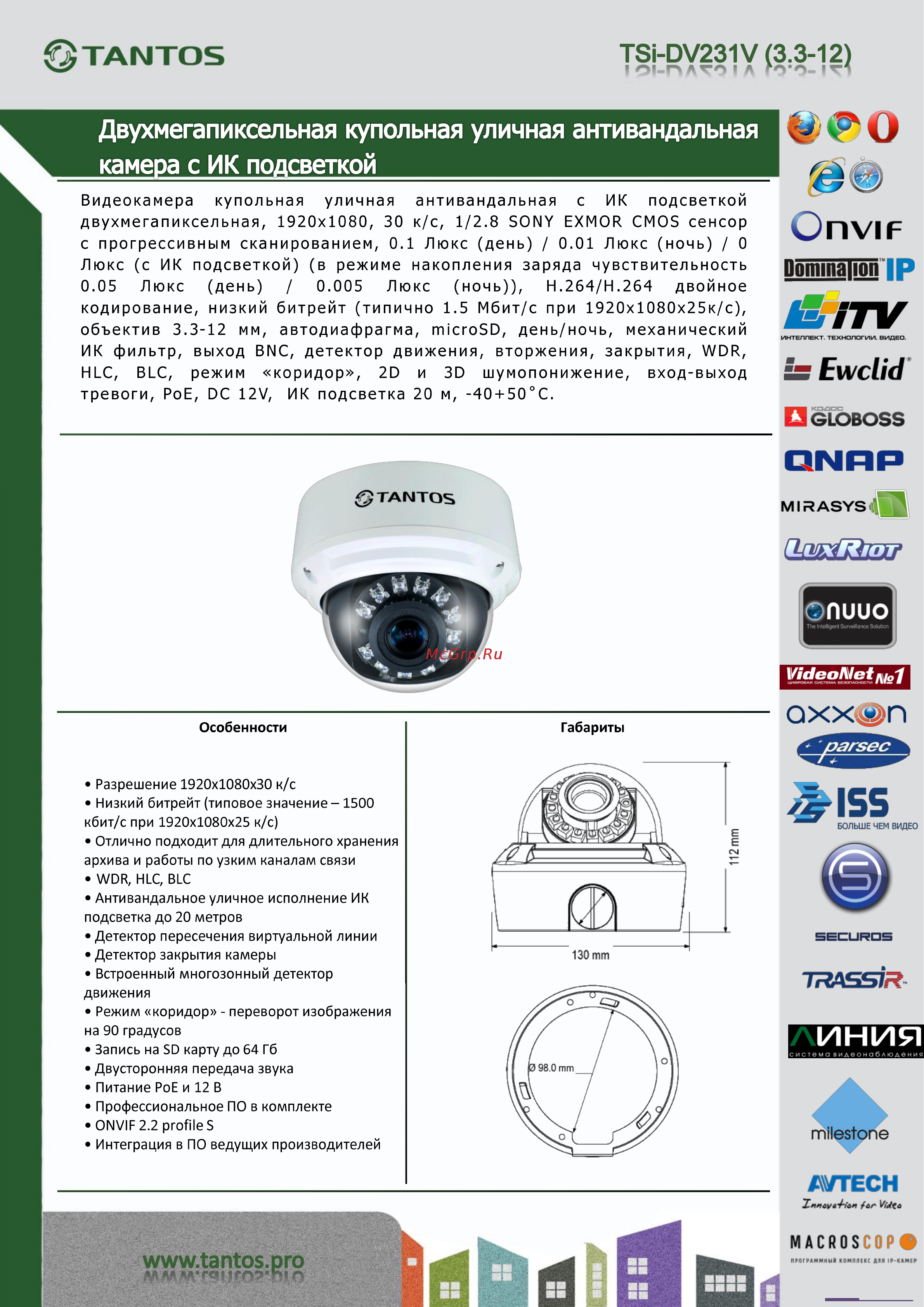 Tantos TSi-DV231V (3-12) Спецификация онлайн