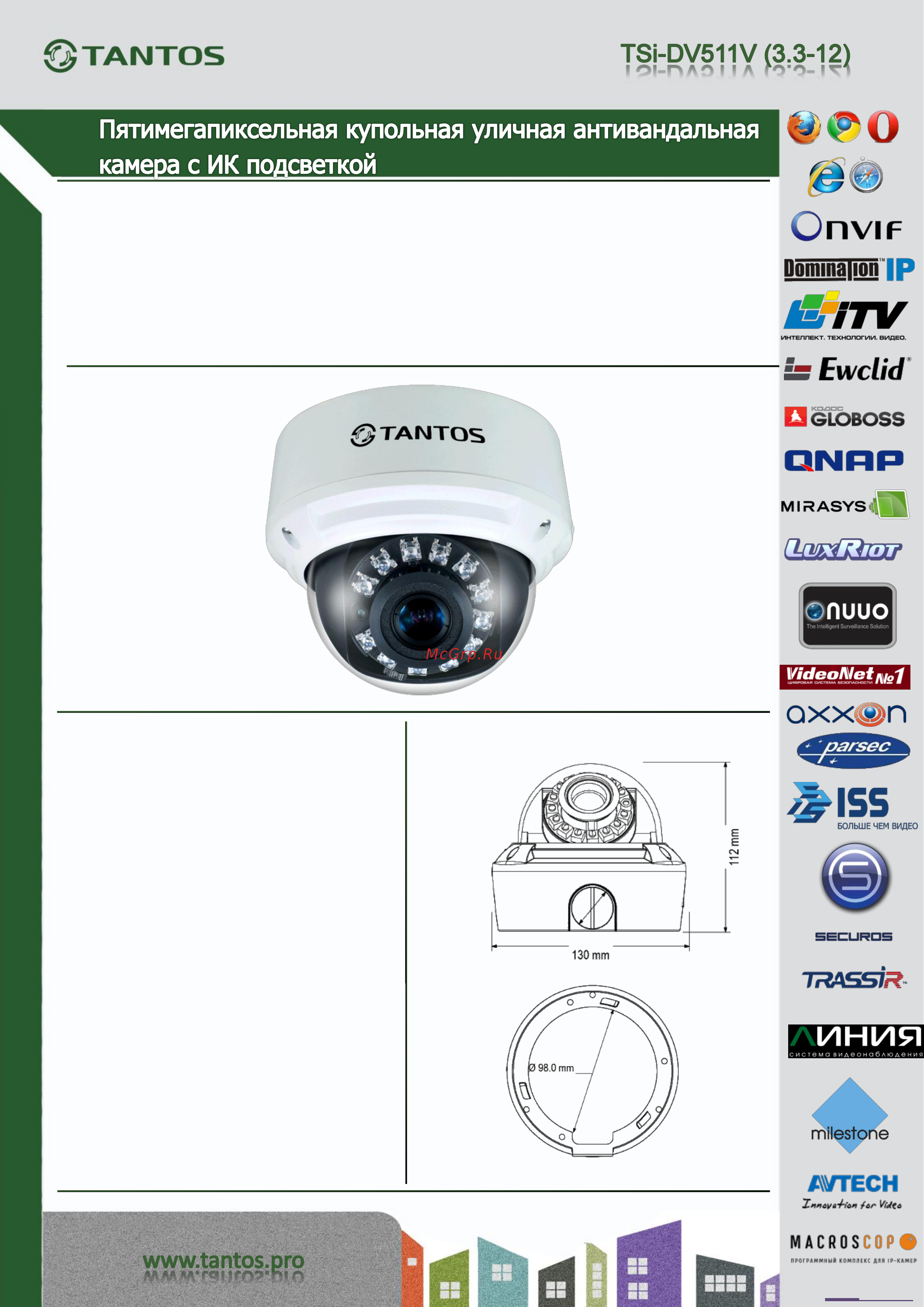 Tantos TSi-DV511V (3.3-12) Спецификация онлайн