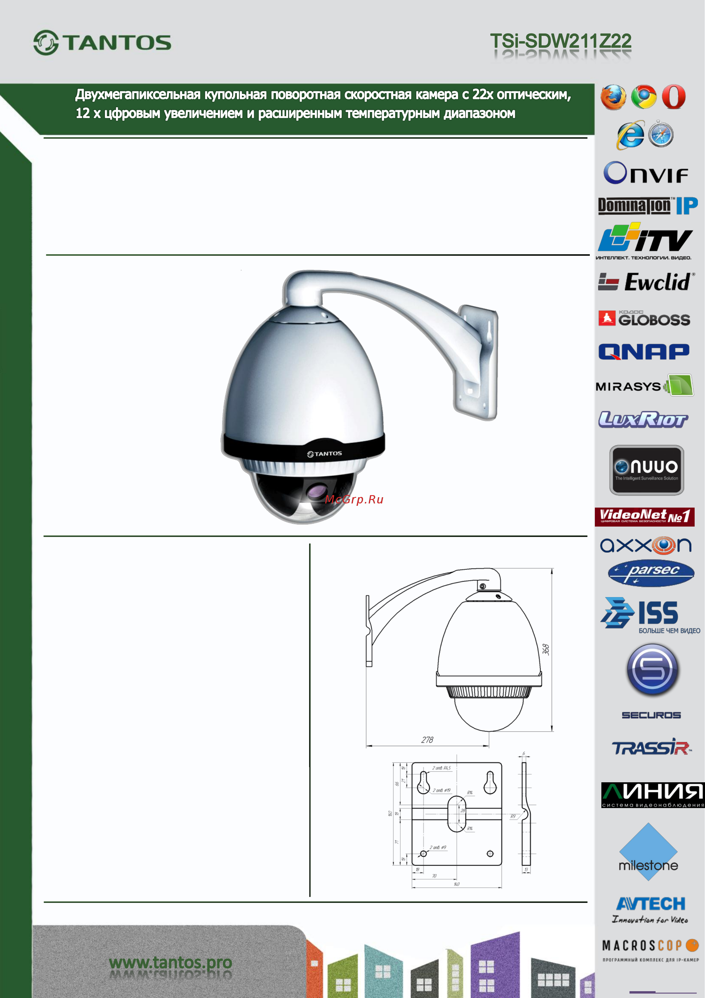 Tantos TSi-SDW211Z22 Спецификация онлайн