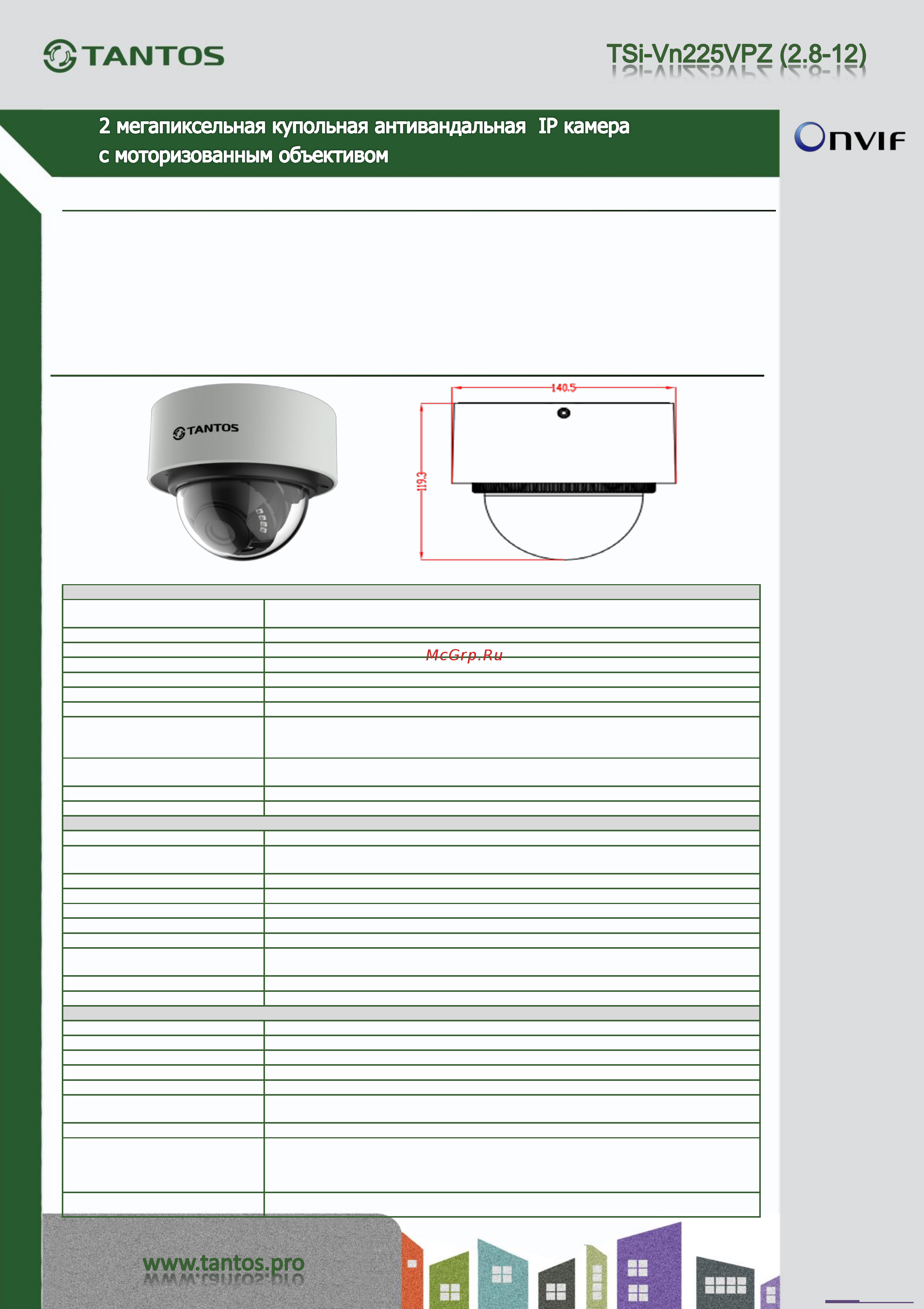 Tantos TSi-Vn225VPZ (2.8-12) Спецификация онлайн