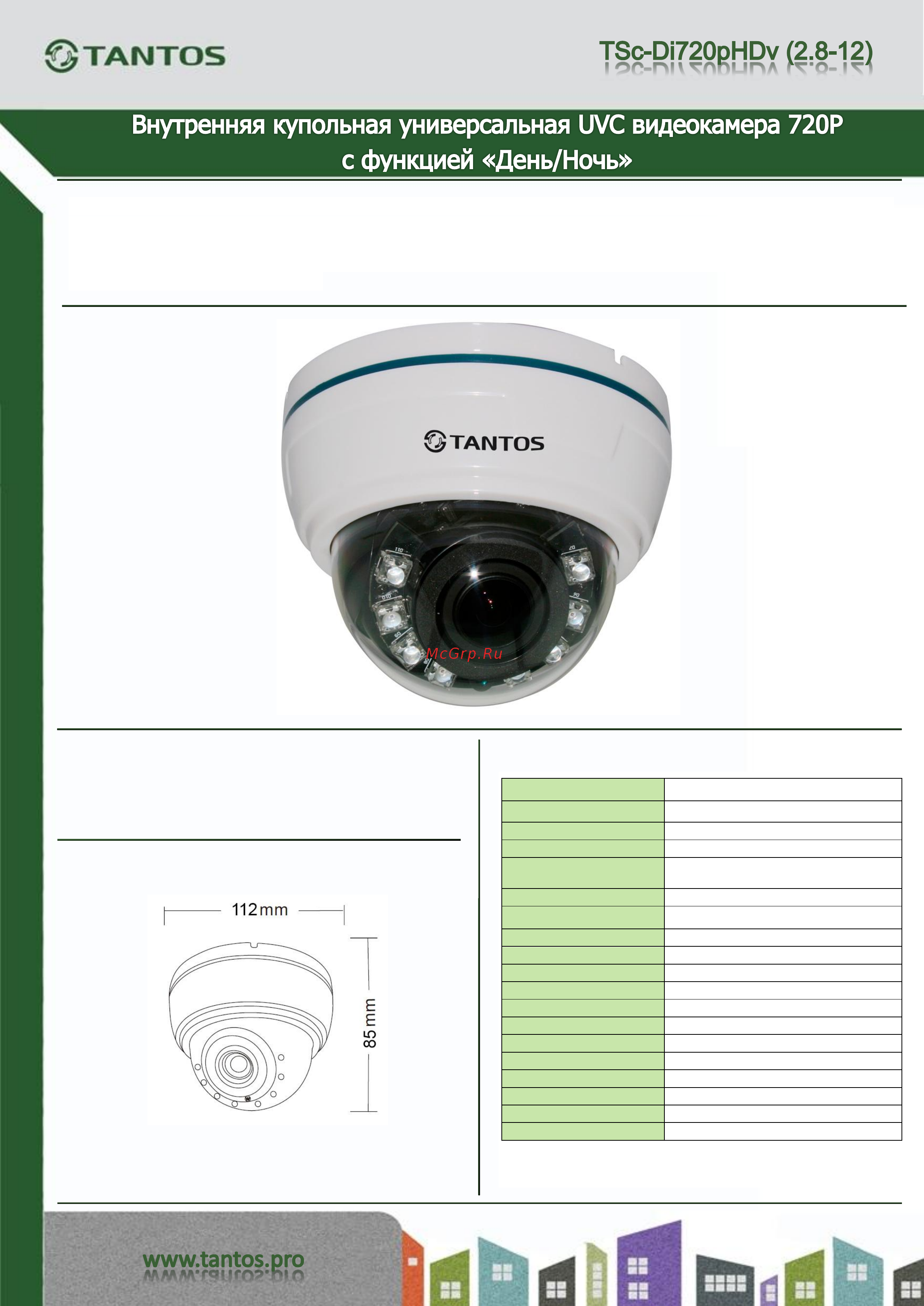 Tantos TSc-DVi720pHDv (2.8-12) Инструкция по эксплуатации онлайн