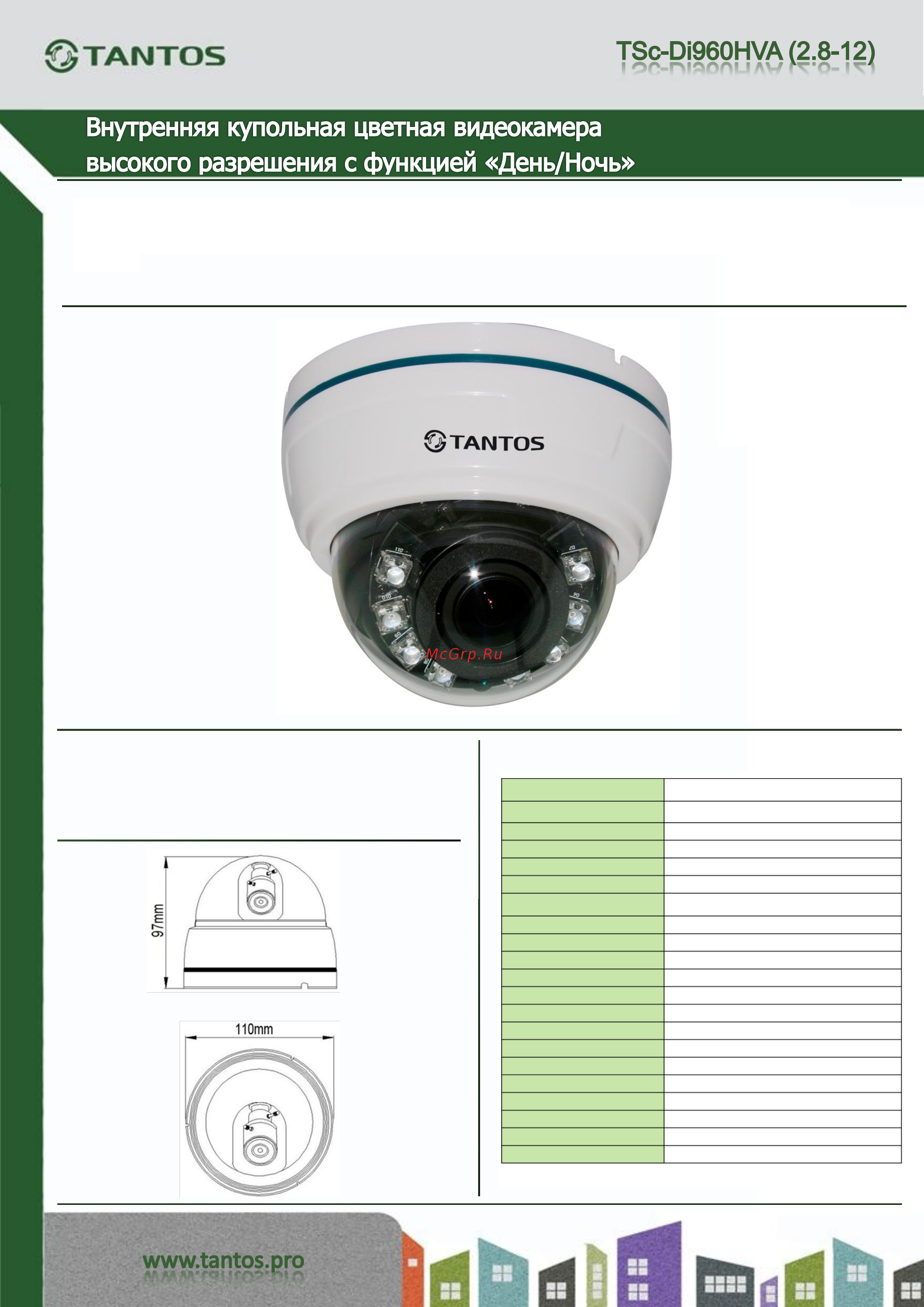 Tantos TSc-Di960HVA (2.8-12) Спецификация онлайн