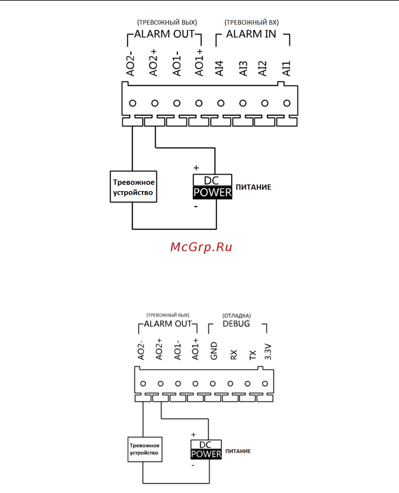 Hikvision DS-KD6002-VM [39/113] Подключение выходов тревожных устройств для ds kd6002 vm