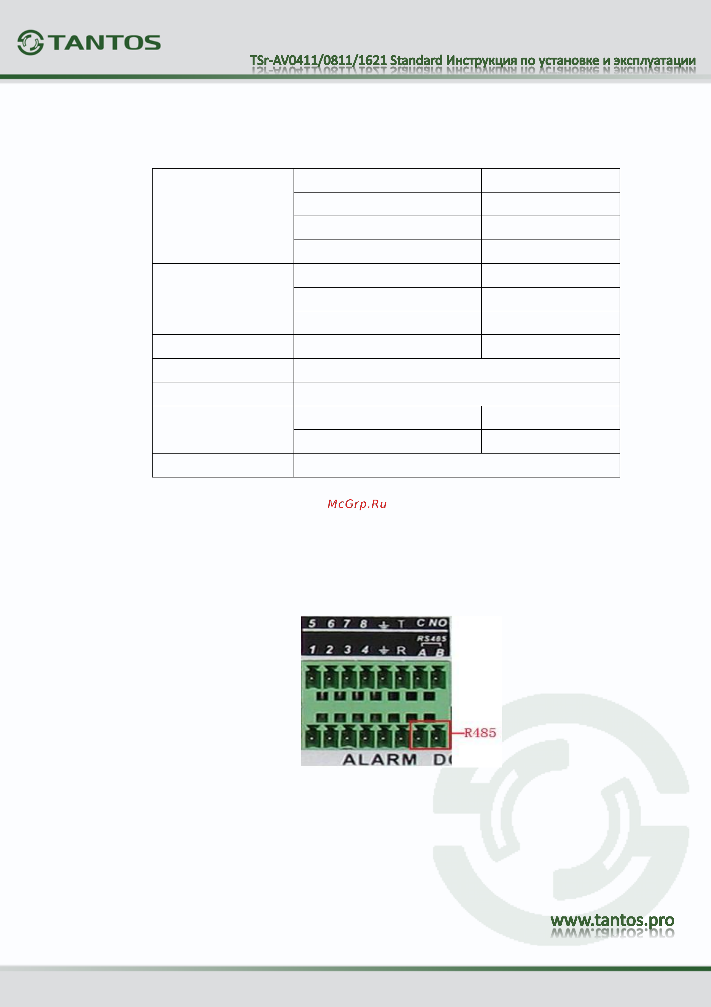 Tantos TSr-AV0811 Standard [13/73] Подключение ptz камер