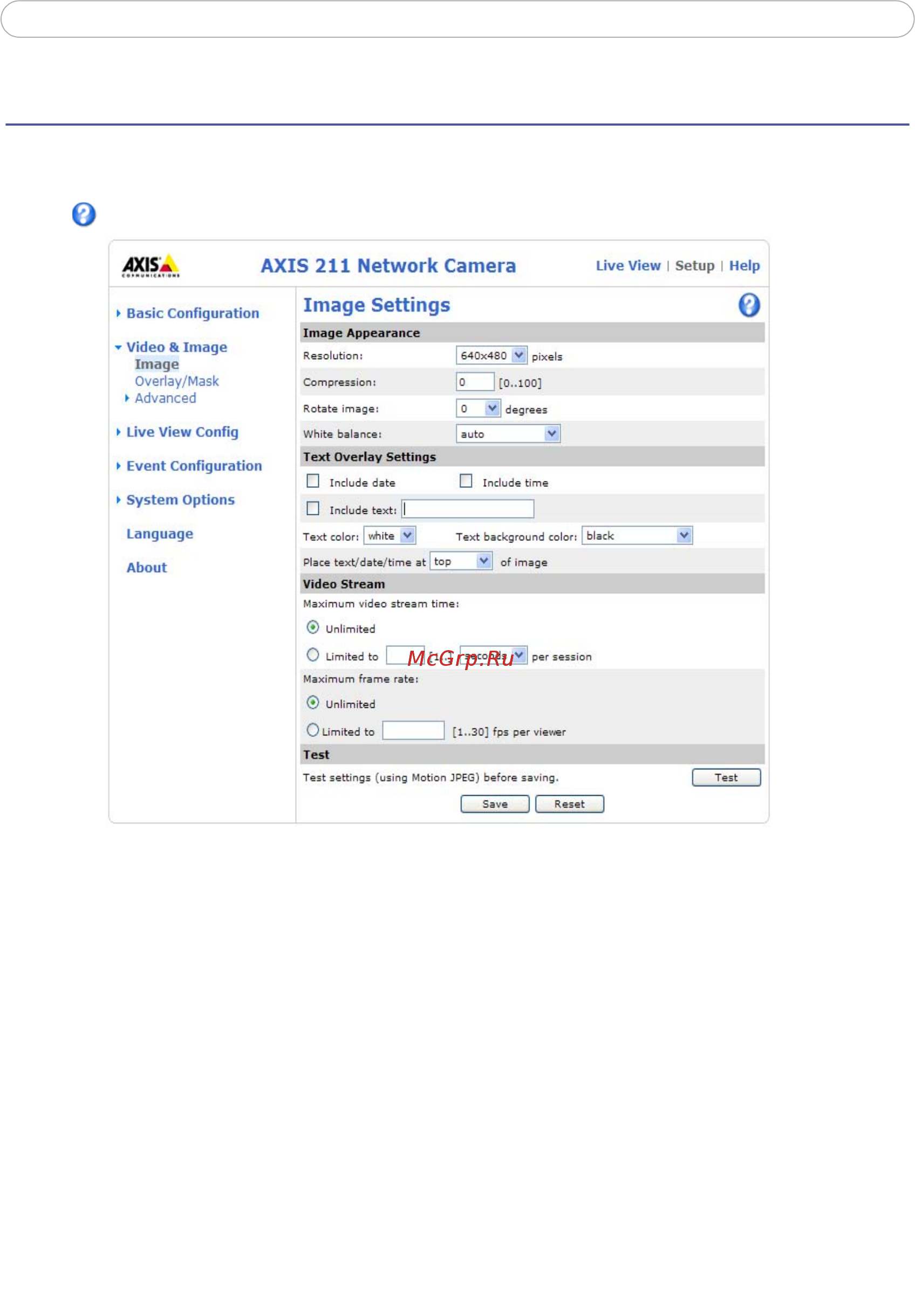 Axis 210 [19/60] Image appearance