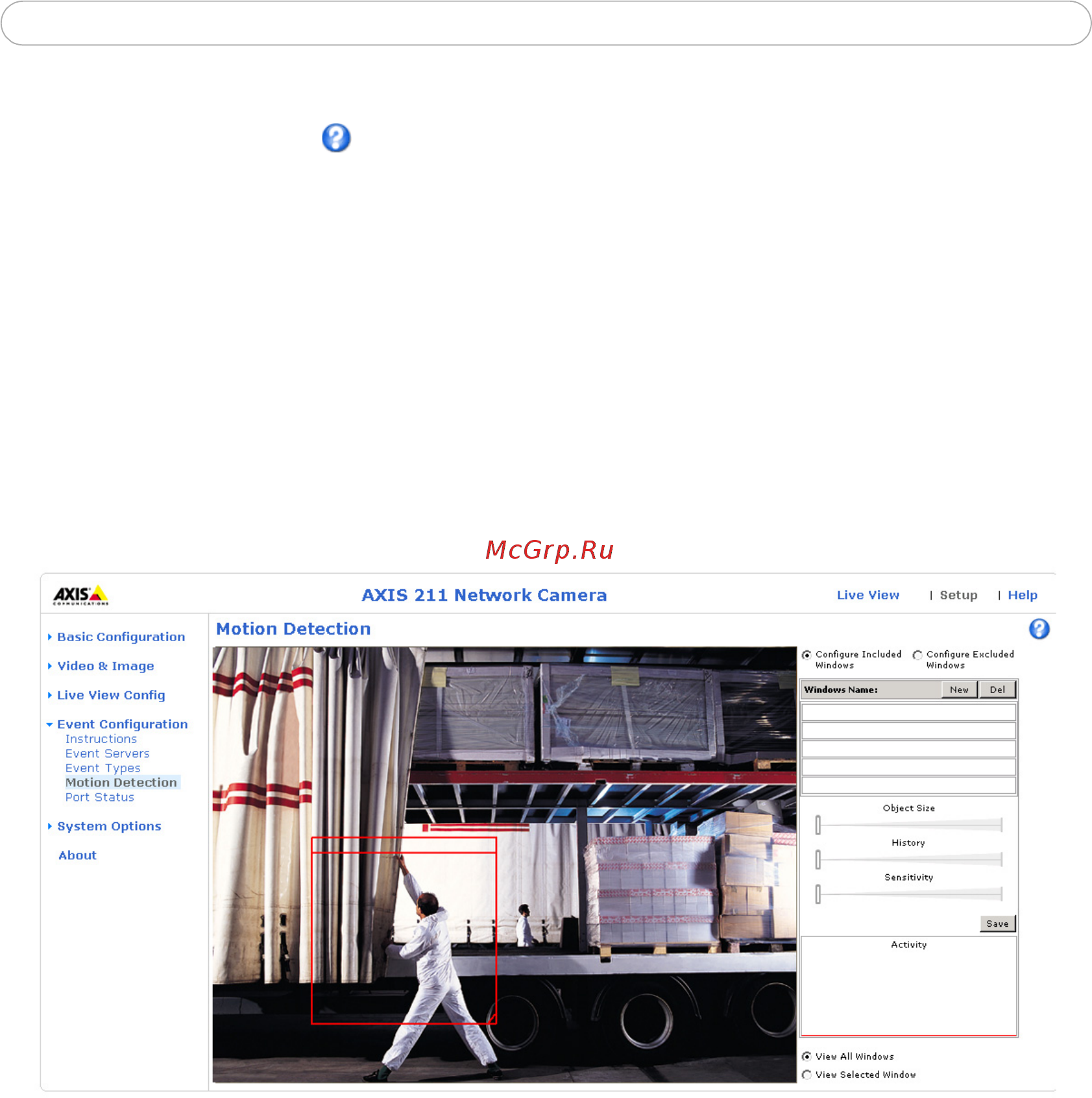 Axis 210 [32/60] Motion detection
