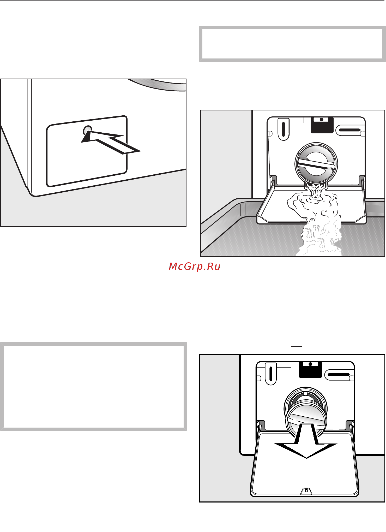 Miele WWE660 [70/105] Открывание дверцы при засорении слива и или нарушении электроснабжения