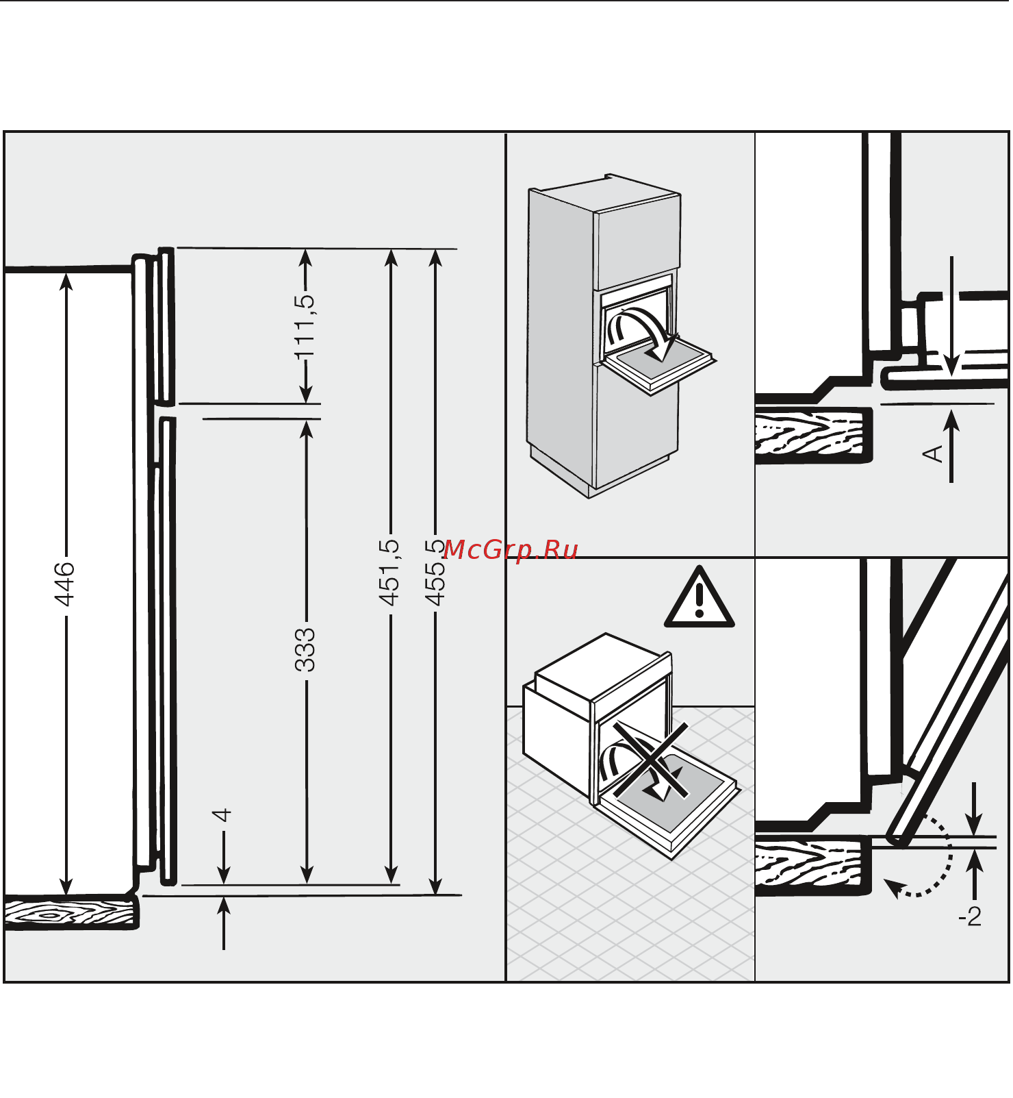 Miele H6800BMX GRGR [151/160] Детальные размеры фронта духового шкафа