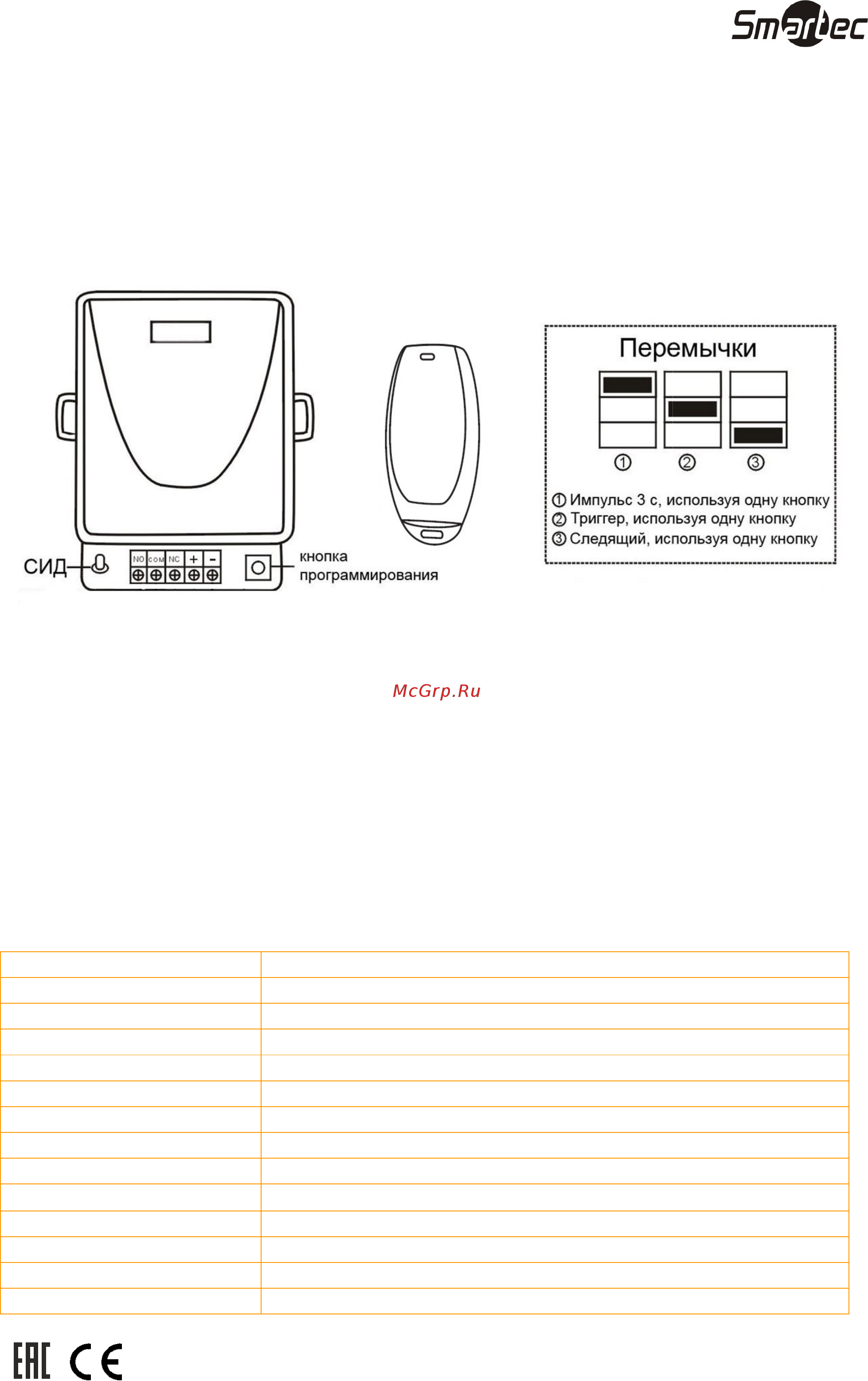 Smartec ST-EX101RF Инструкция по эксплуатации онлайн