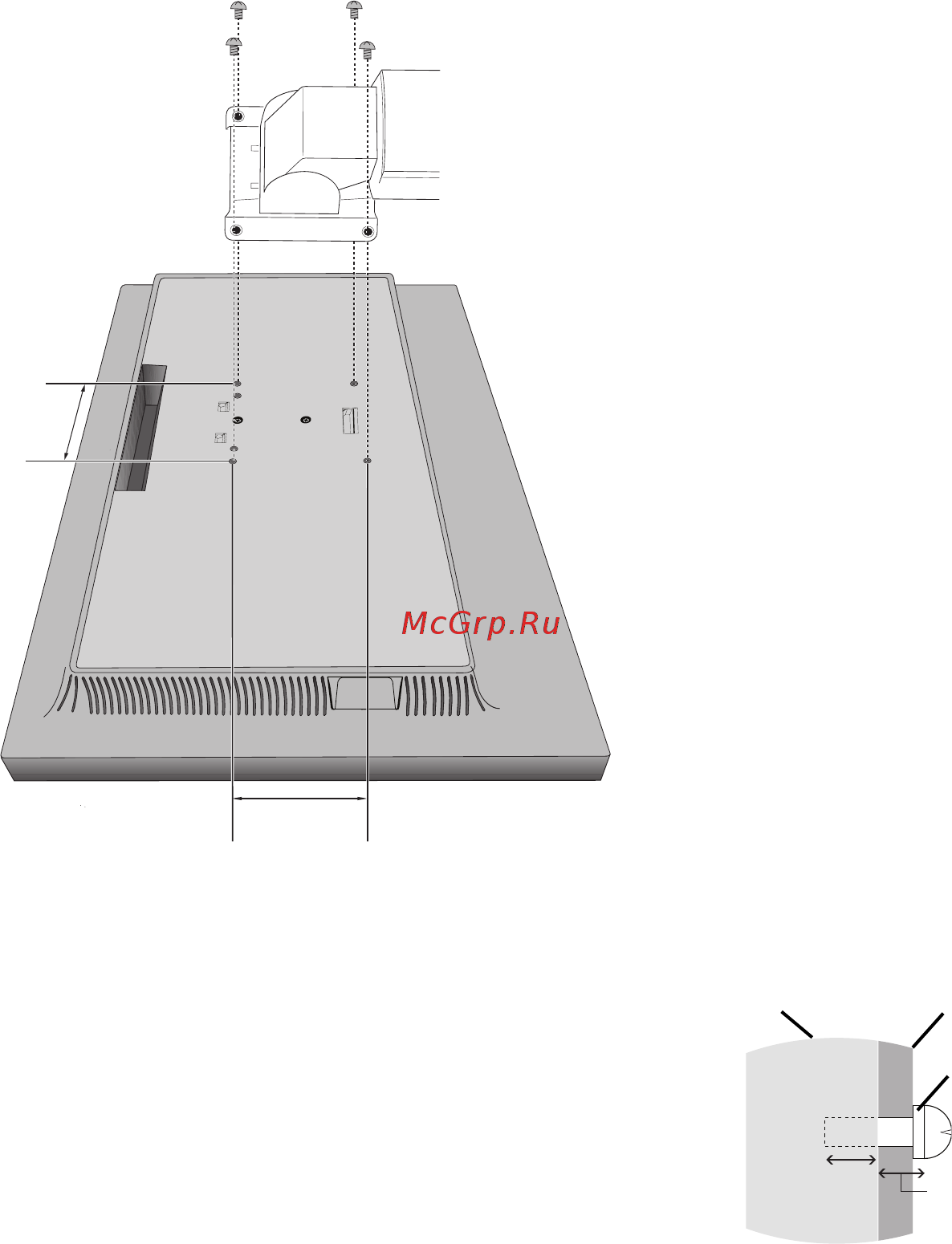 Nec MultiSync PA243W [12/35] Установка подвижного кронштейна