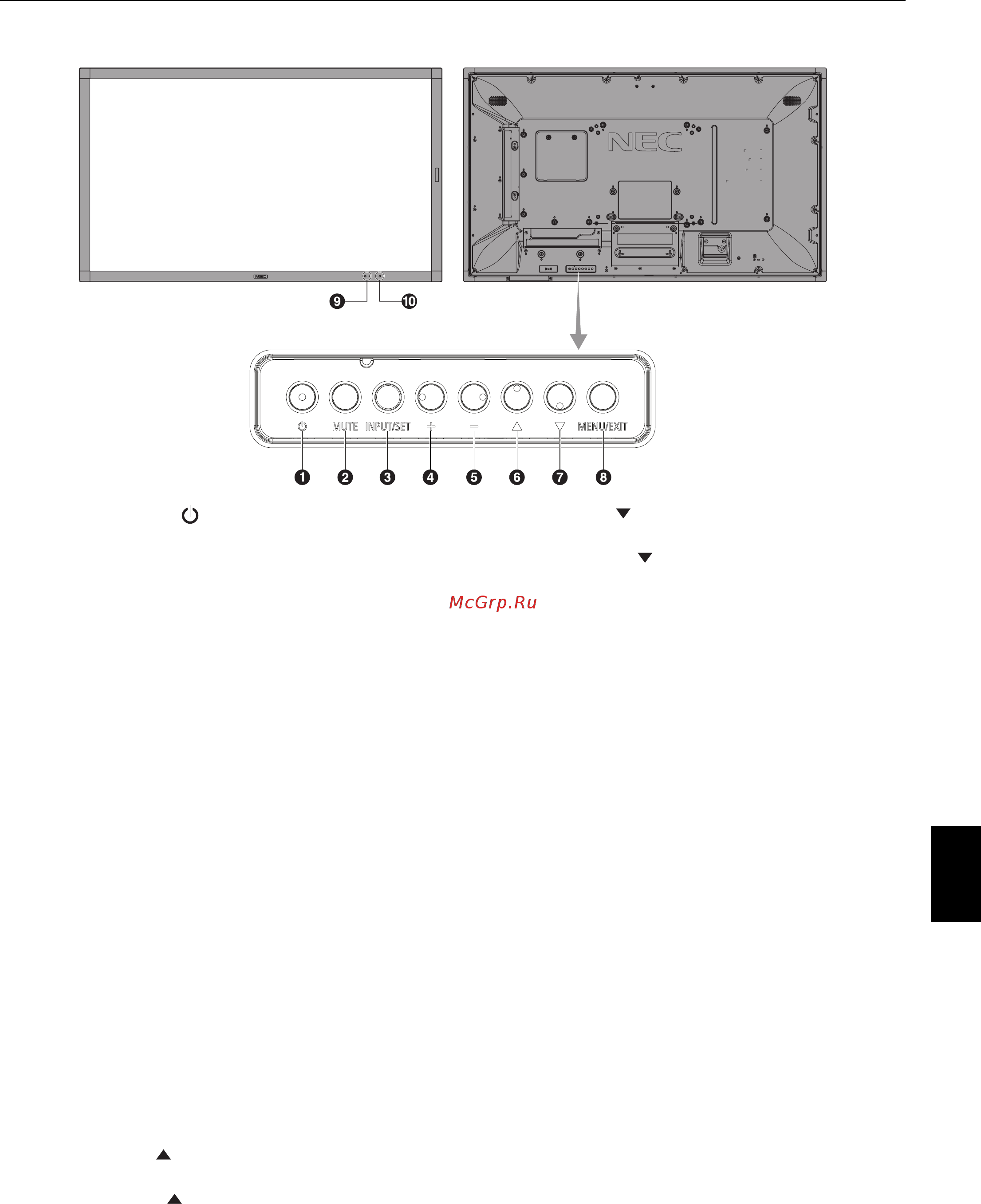 Nec MultiSync V554-T (Infrared Touch) [11/72] Панель управления