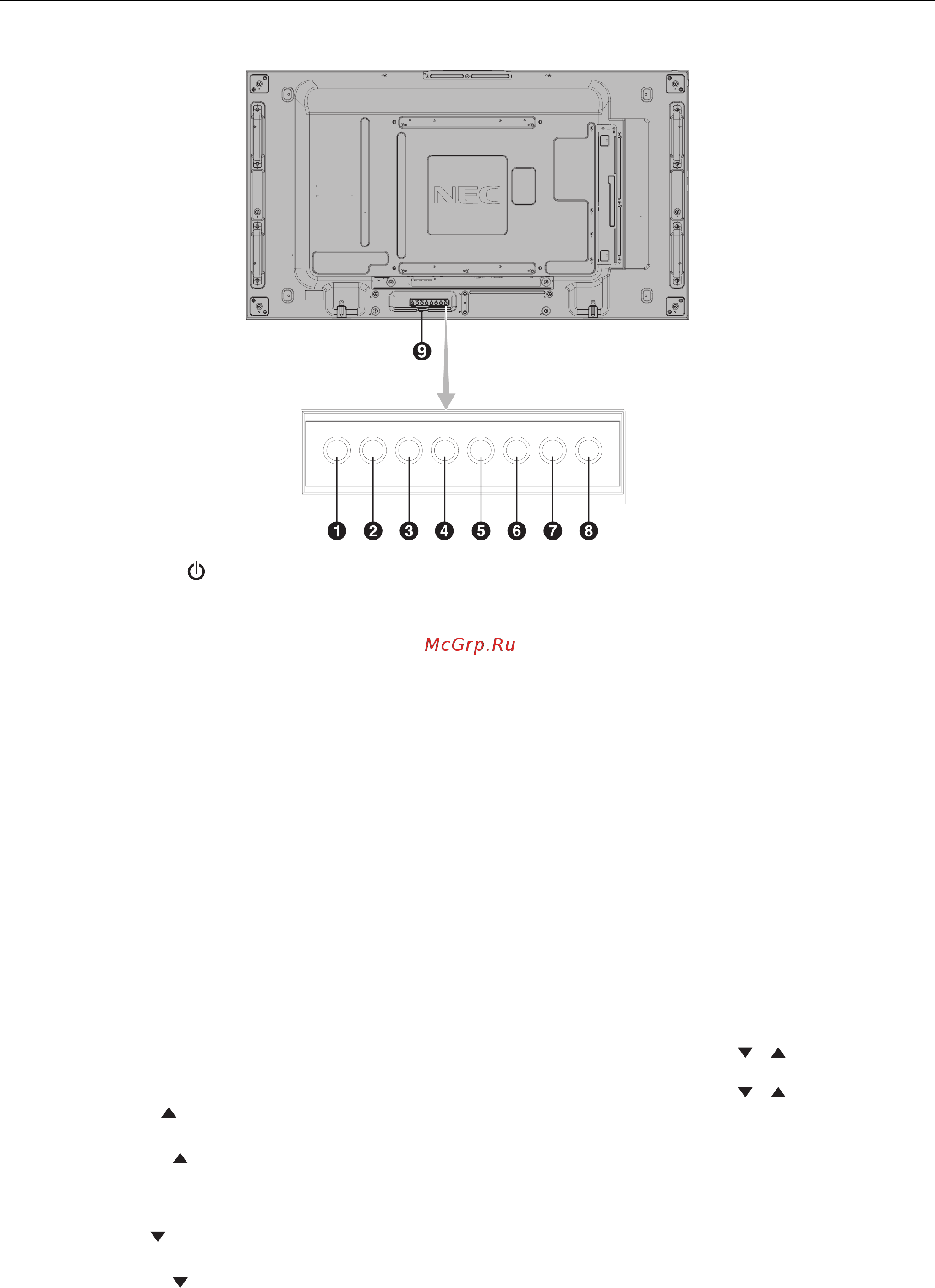 Nec MultiSync UN551VS [10/56] Панель управления