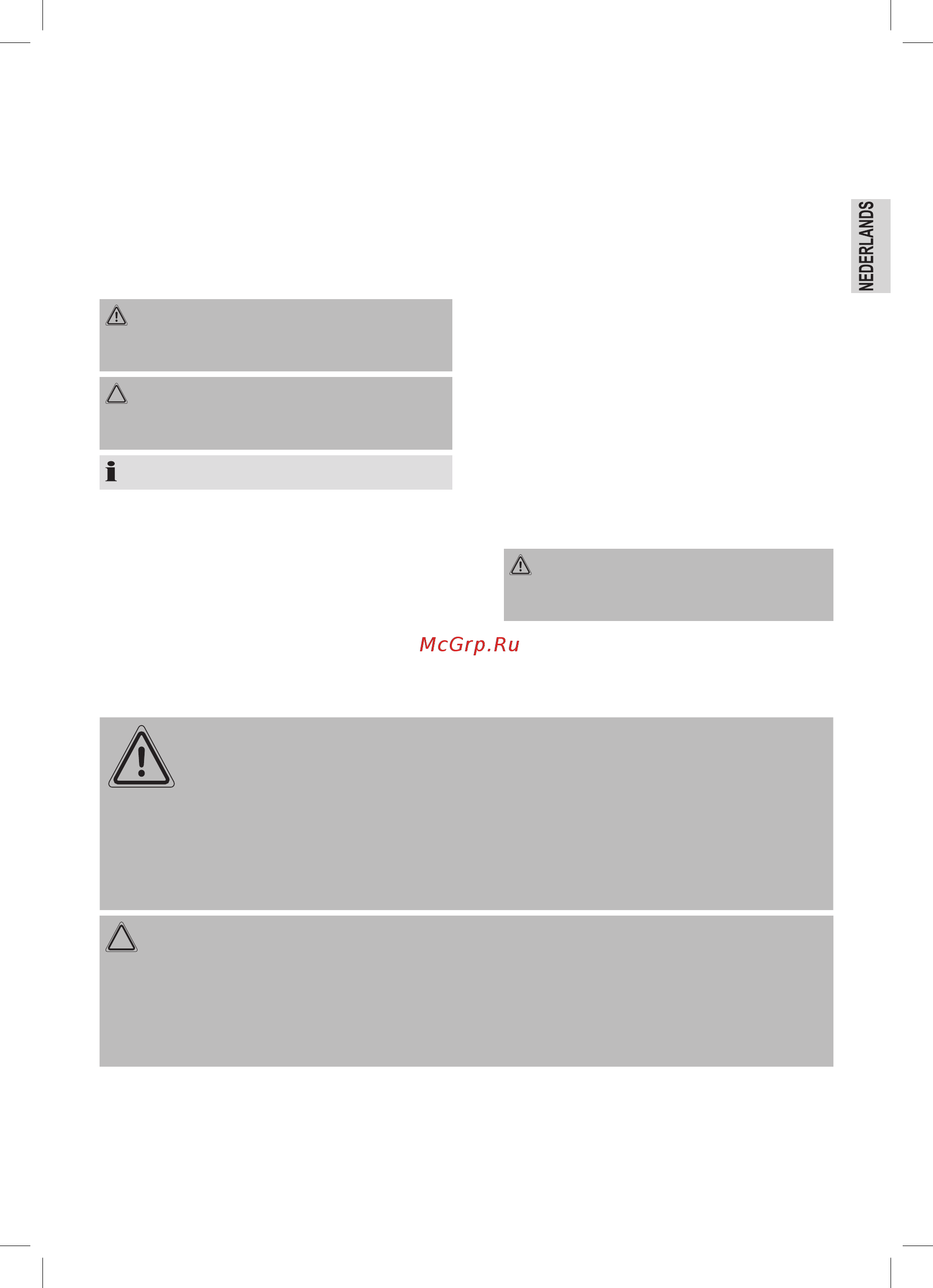 Clatronic RG 3678 [9/50] Speciale veiligheidsvoorschriften voor dit apparaat