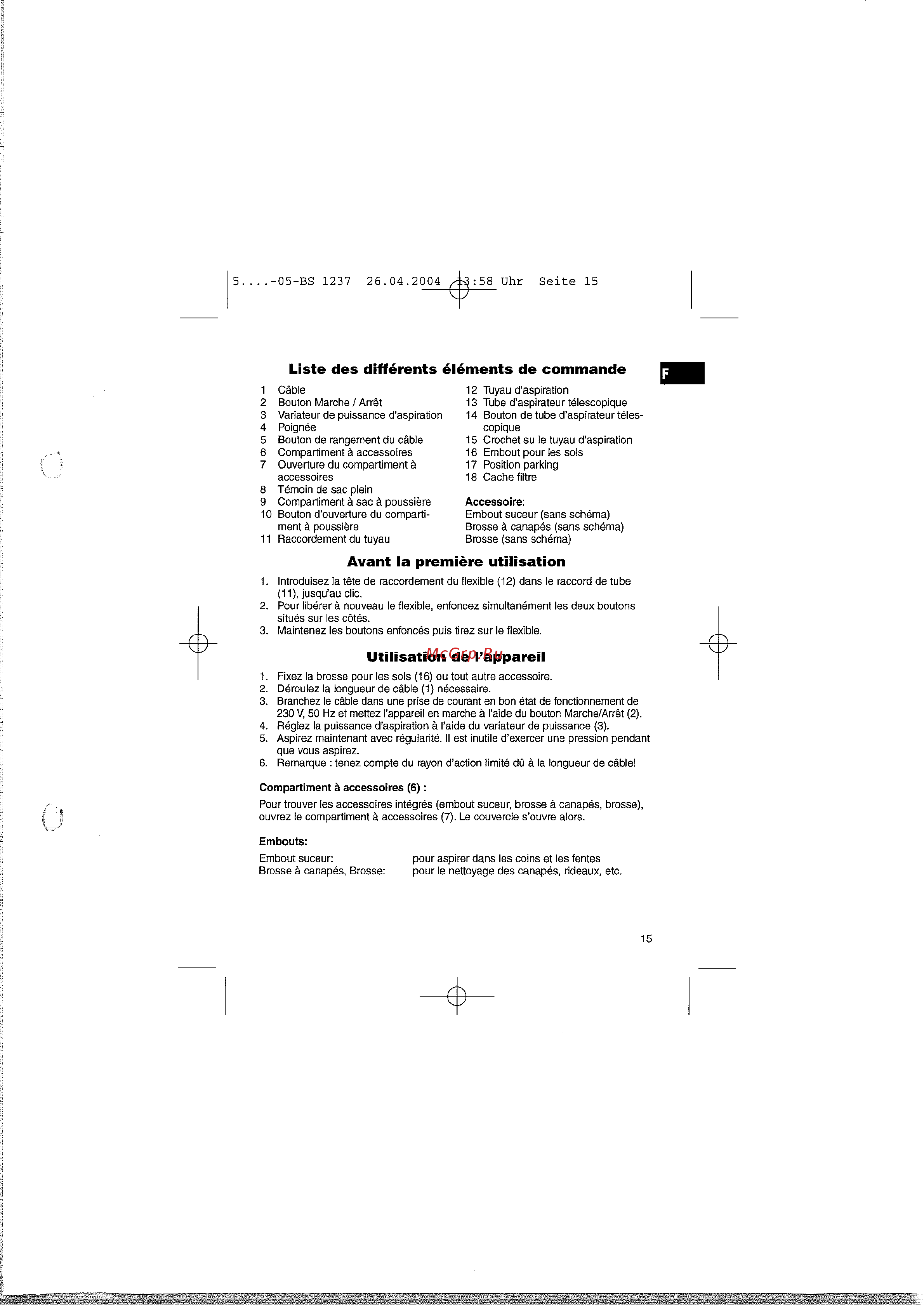 Clatronic BS 1237 [15/65] Avant la première utilisation