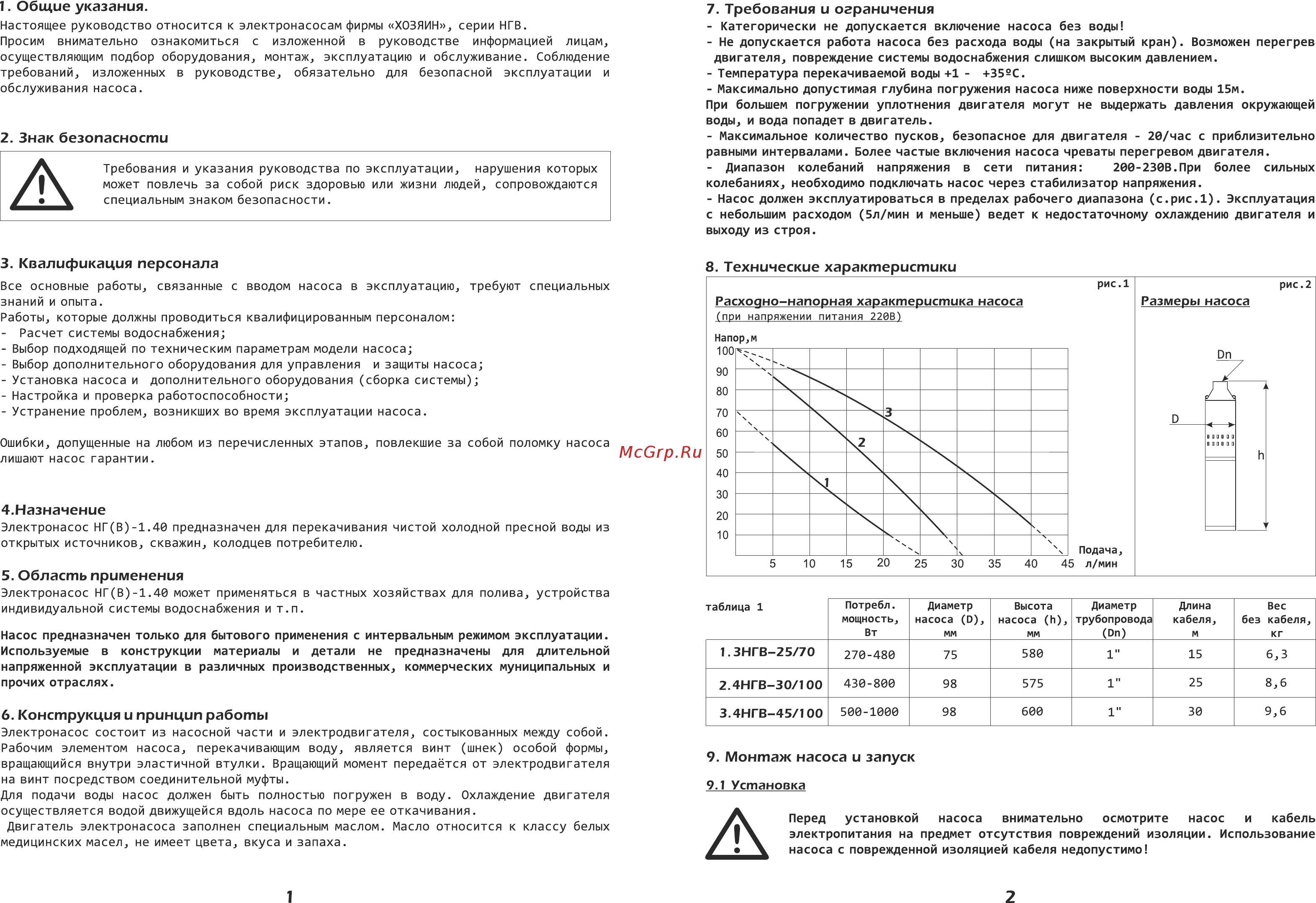 Хозяин 4НГВ-30.100 [2/4] Конструкция и принцип работы