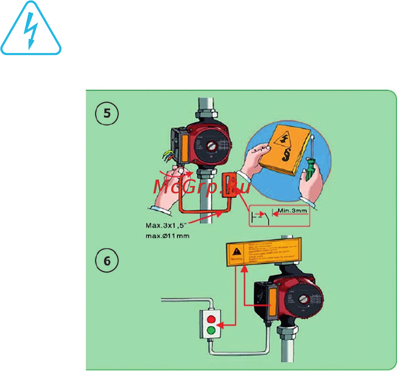 Unipump UPC 32-60 180 [12/17] Электрическое подключение