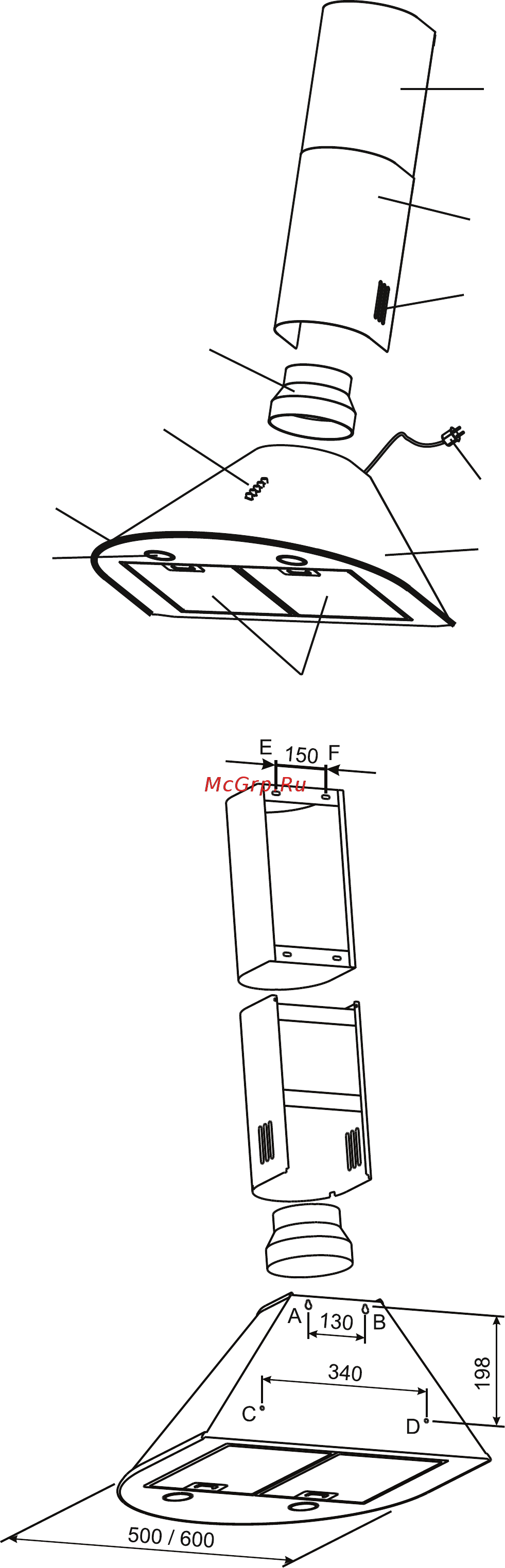 ELEYUS Viola 750 60 BL [5/19] Інструкція по монтажу витяжки