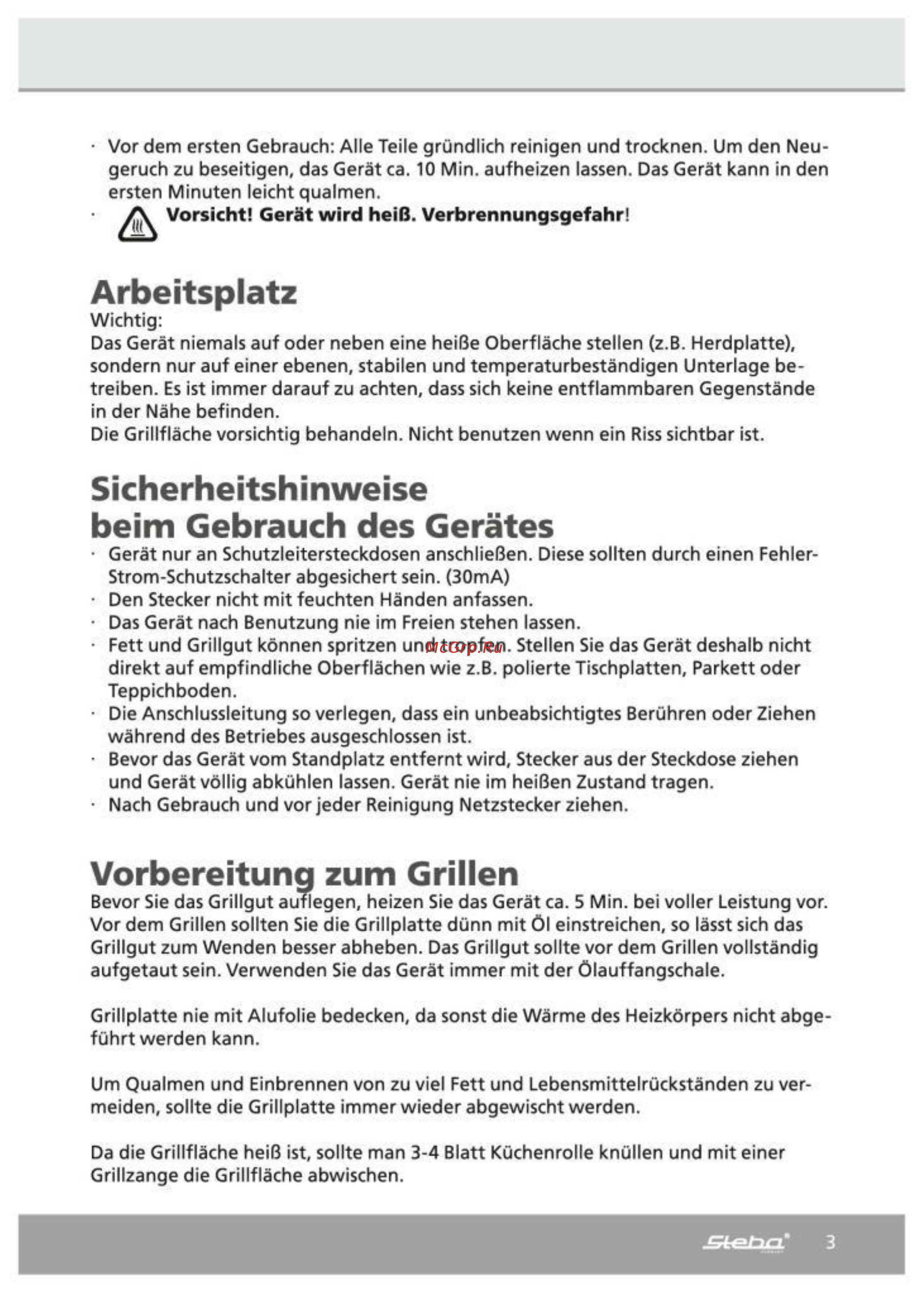 Steba GP 2 Eco [3/35] Arbeitsplatz