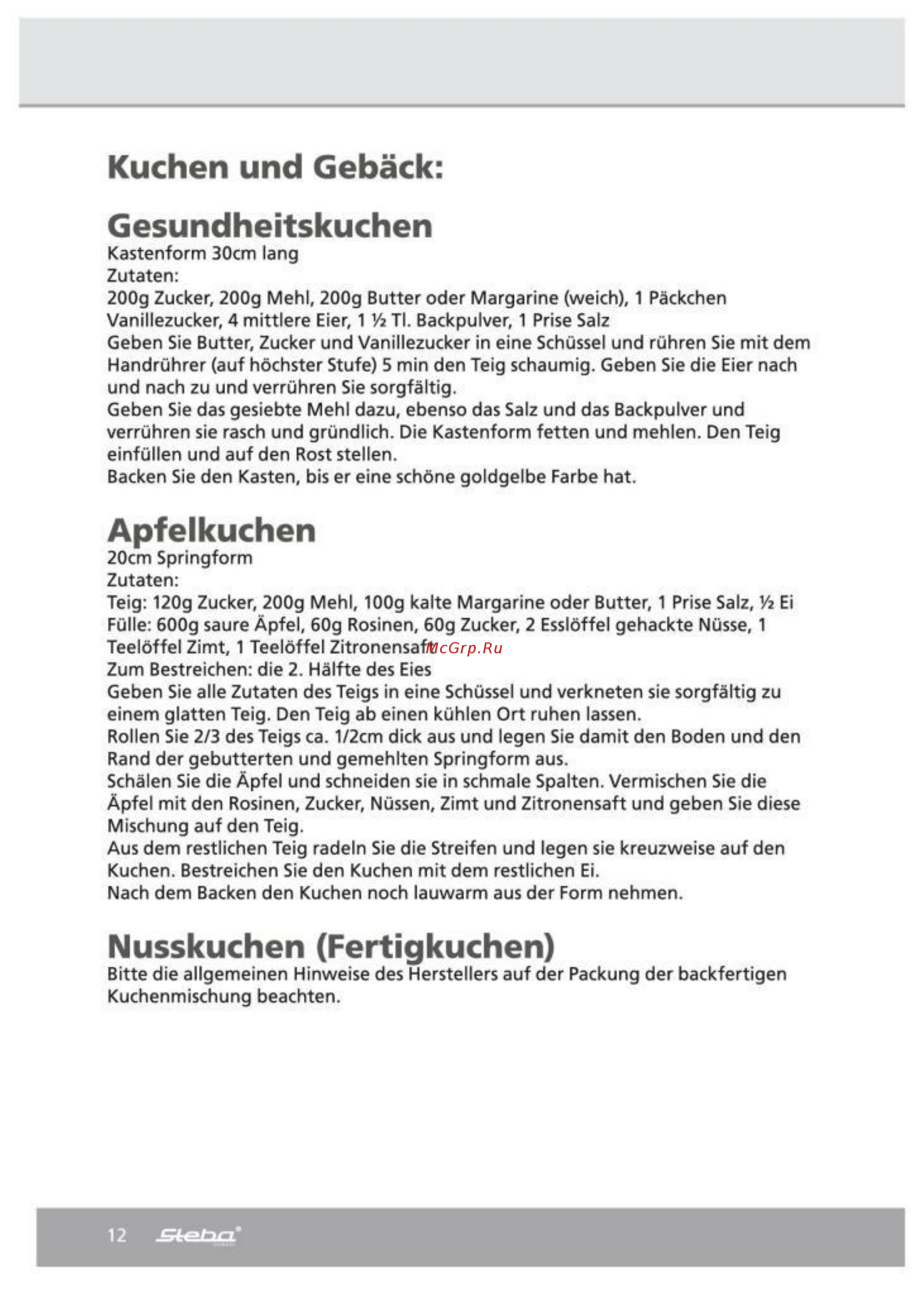 Steba KB 19 [12/26] Apfelkuchen