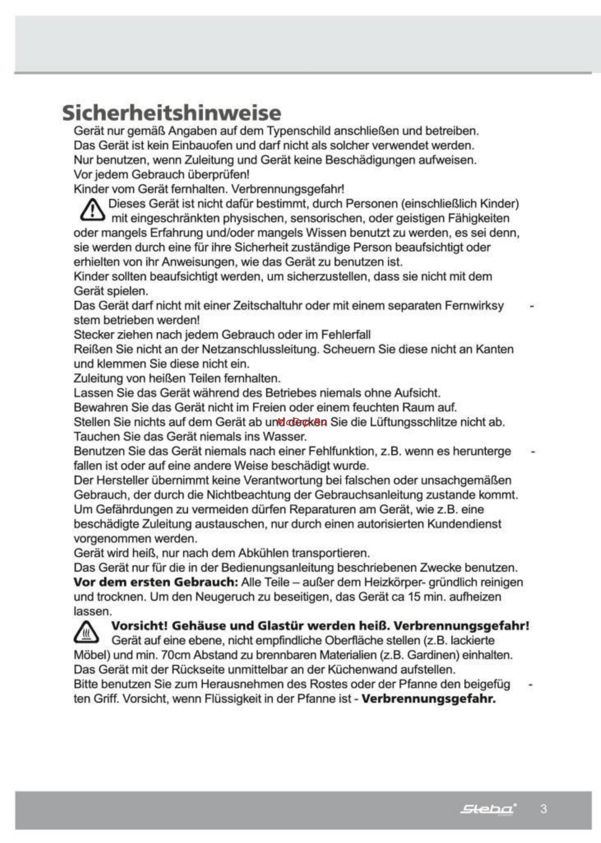 Steba KB 19 [3/26] Sicherheitshinweise