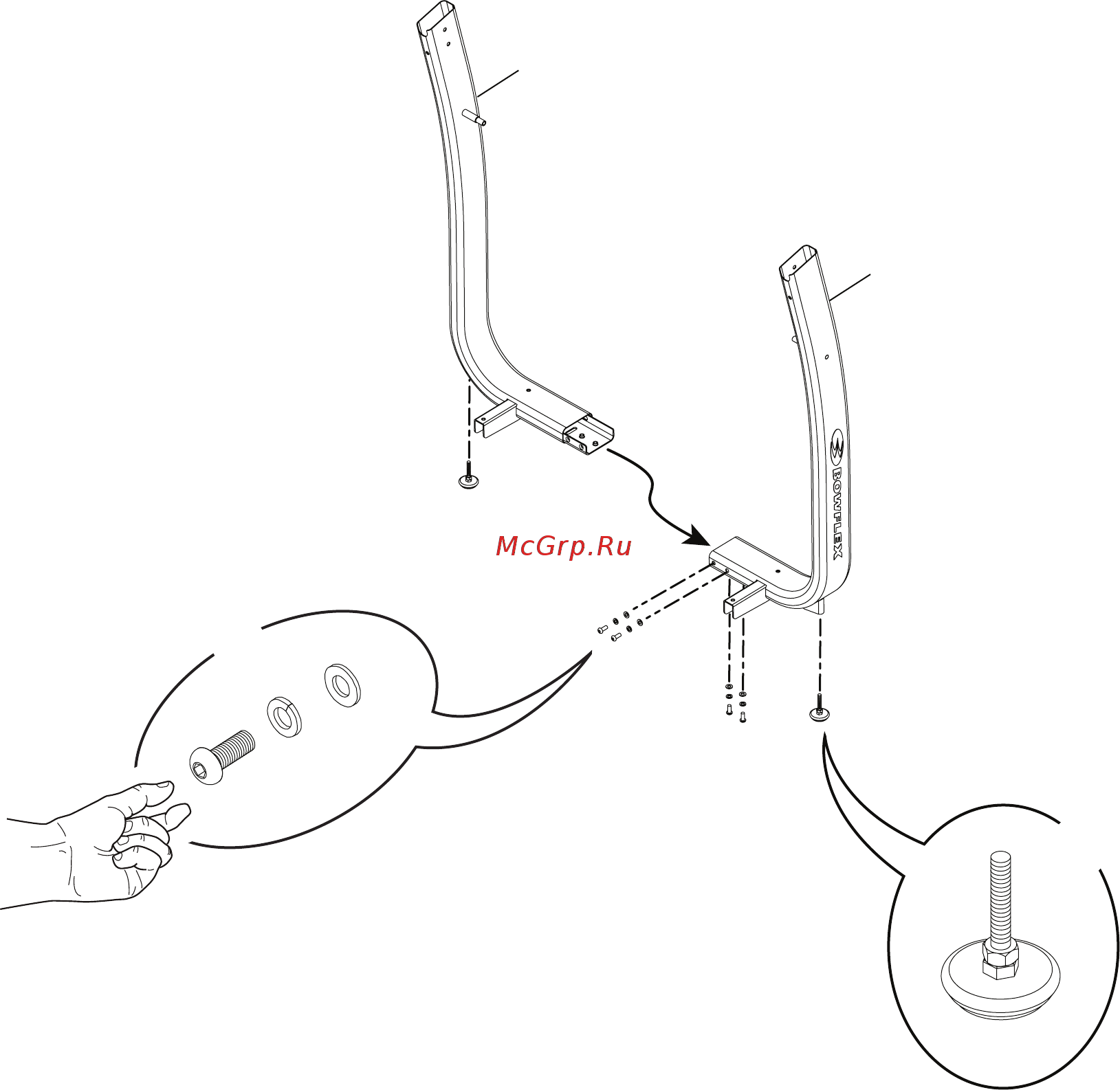 Bowflex TreadClimber TC10 [10/52] Прикрепите левую стойку к правой стойке