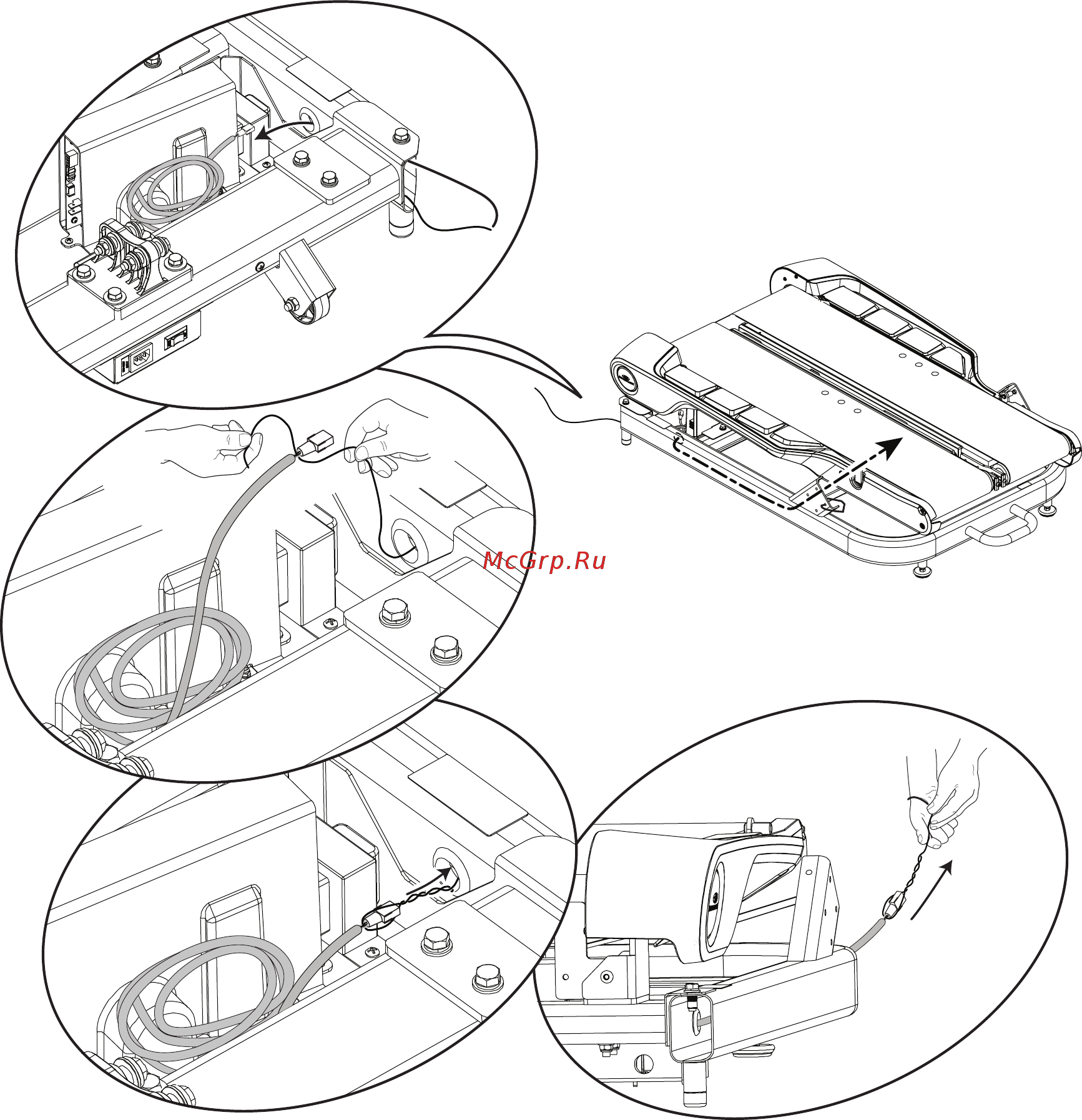 Bowflex TreadClimber TC20 [15/60] Вставьте нижний кабель вкл выкл в основание а затем вытащите его вперед