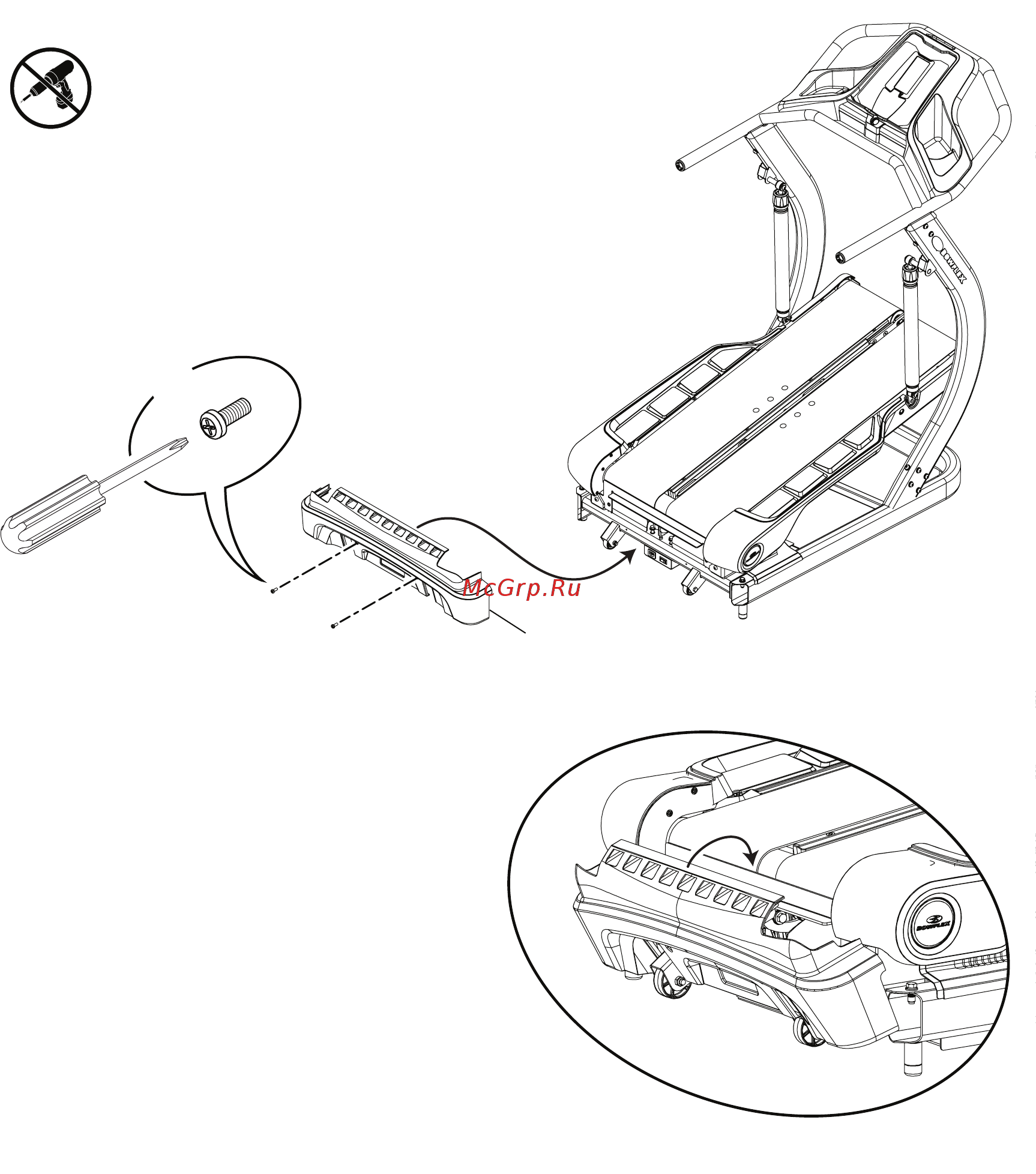 Bowflex TreadClimber TC20 [21/60] Поверните заднюю накладку в приводе и установите плату