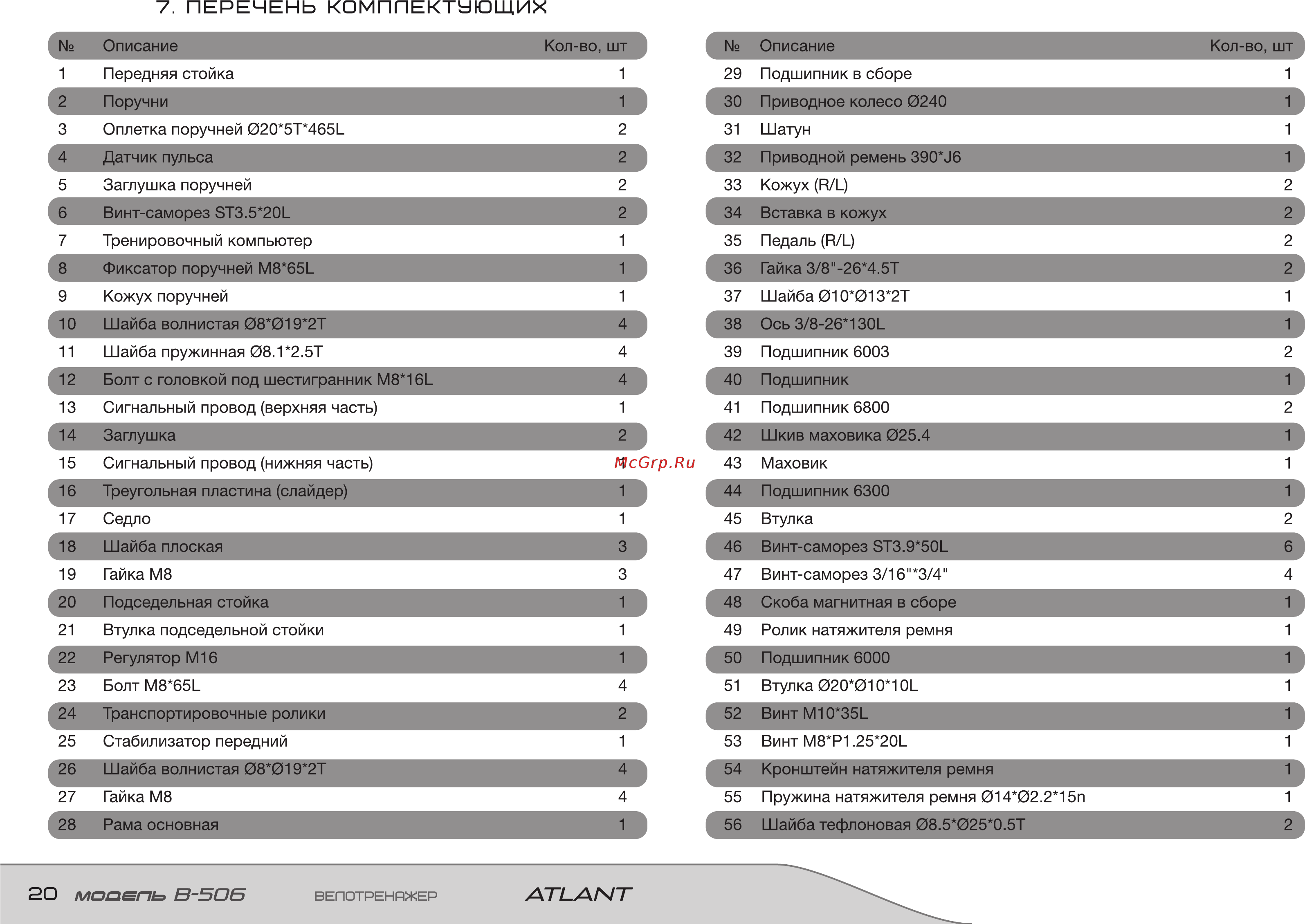 Torneo Atlant B-506TRN [20/26] Перечень комппектчющих