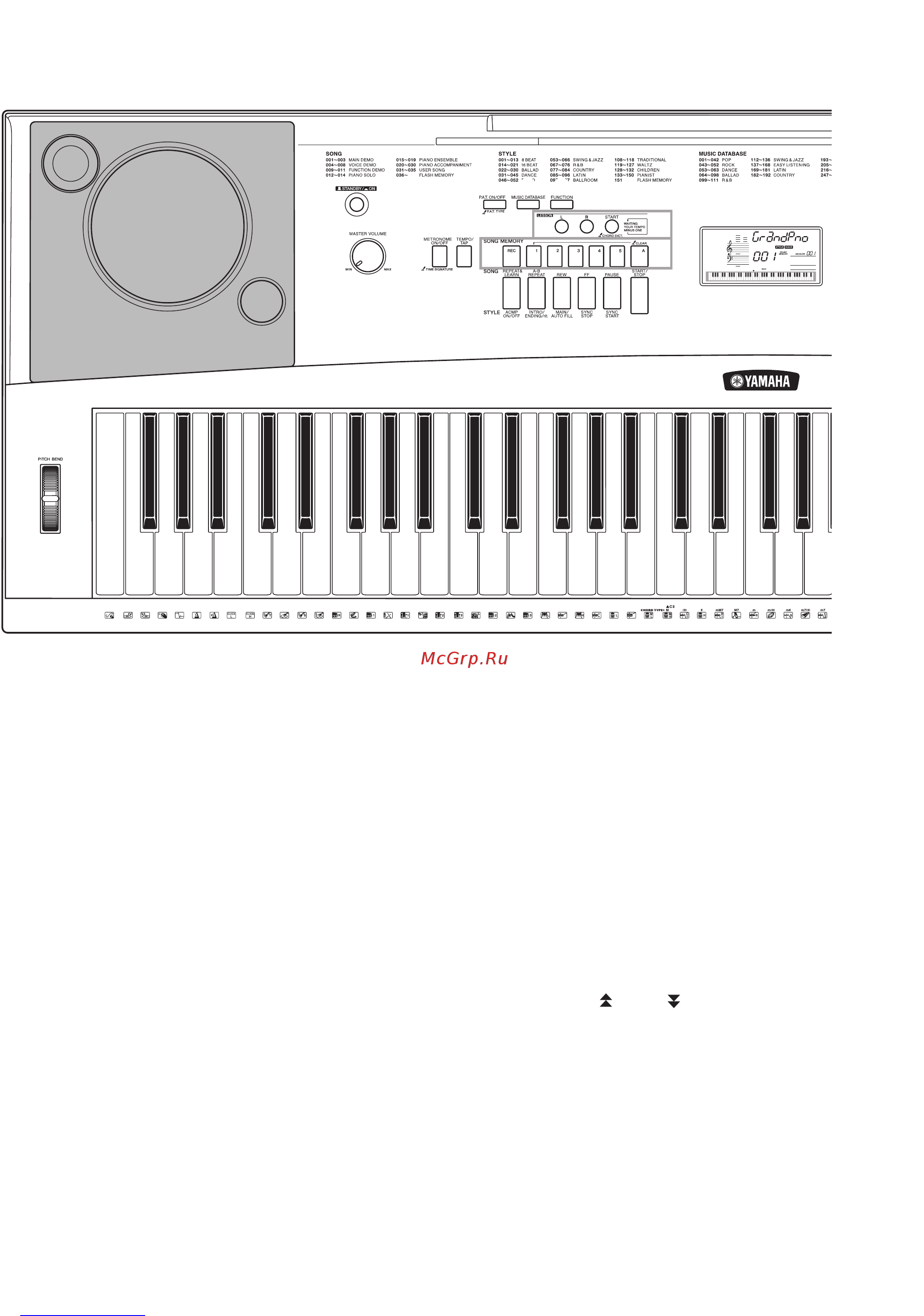 Yamaha DGX-220 [4/52] Panel layout