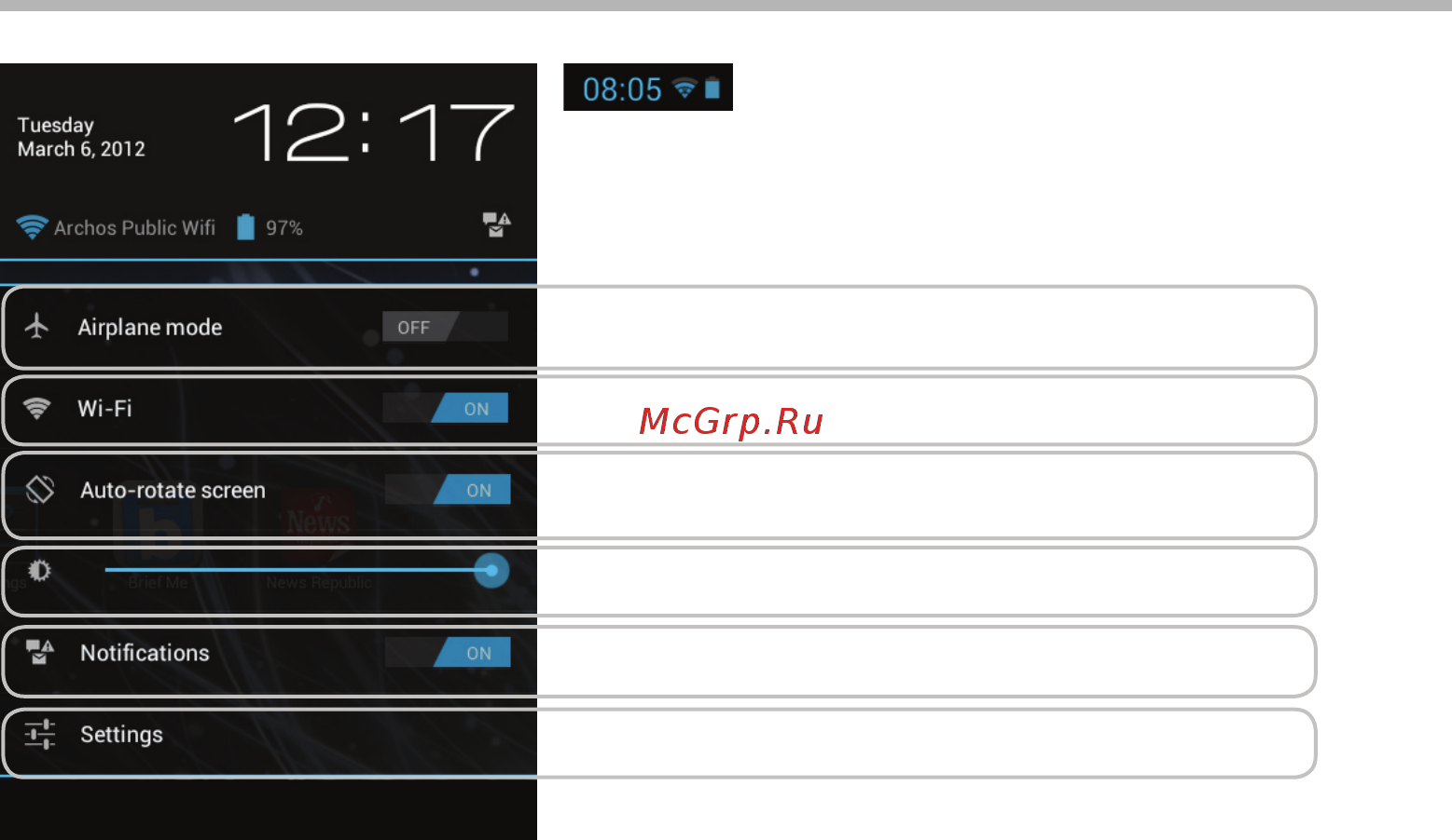 Archos 80 Carbon [10/114] Interface