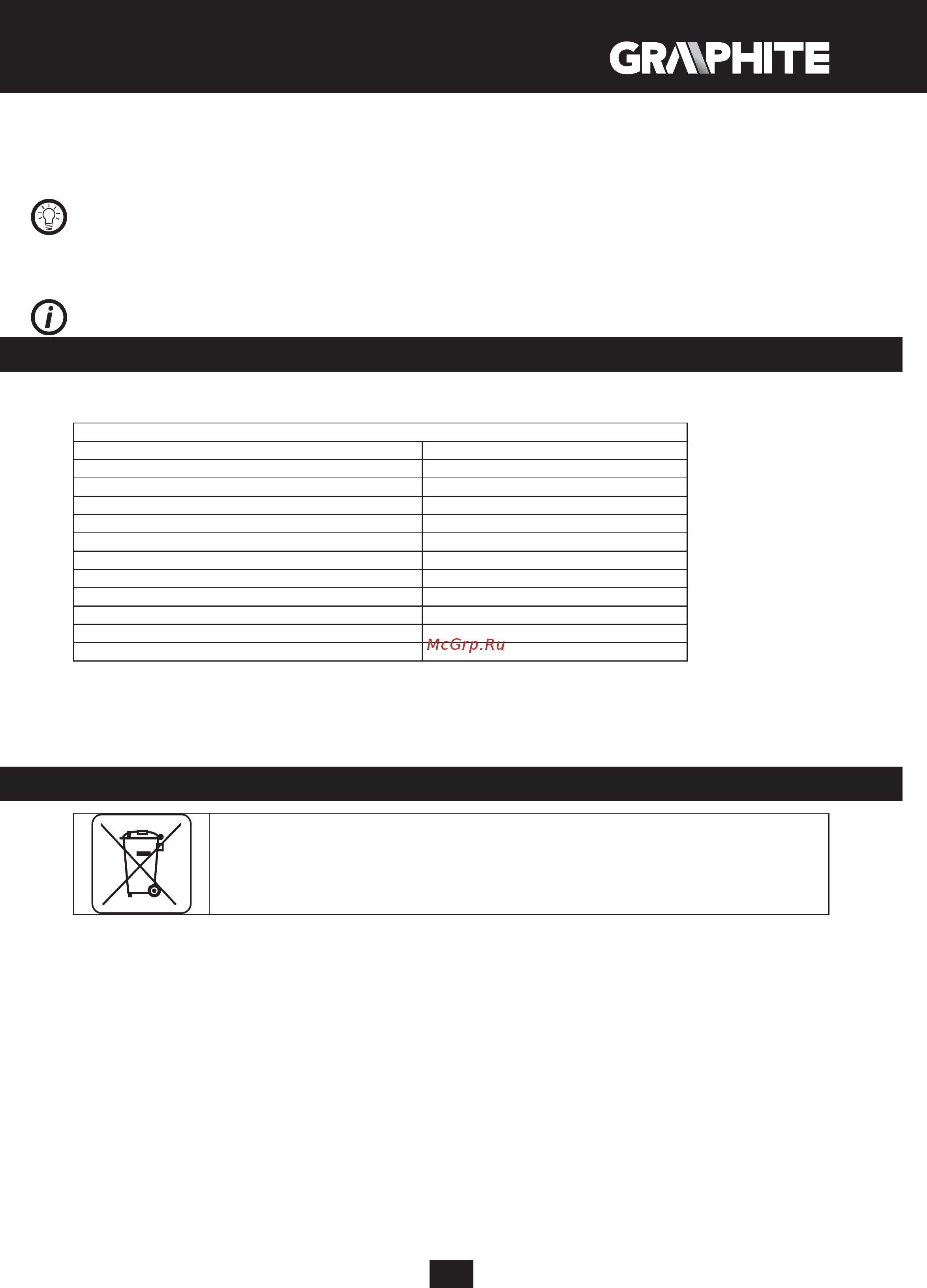 GRAPHITE 59G678 [97/104] Caratteristiche tecniche