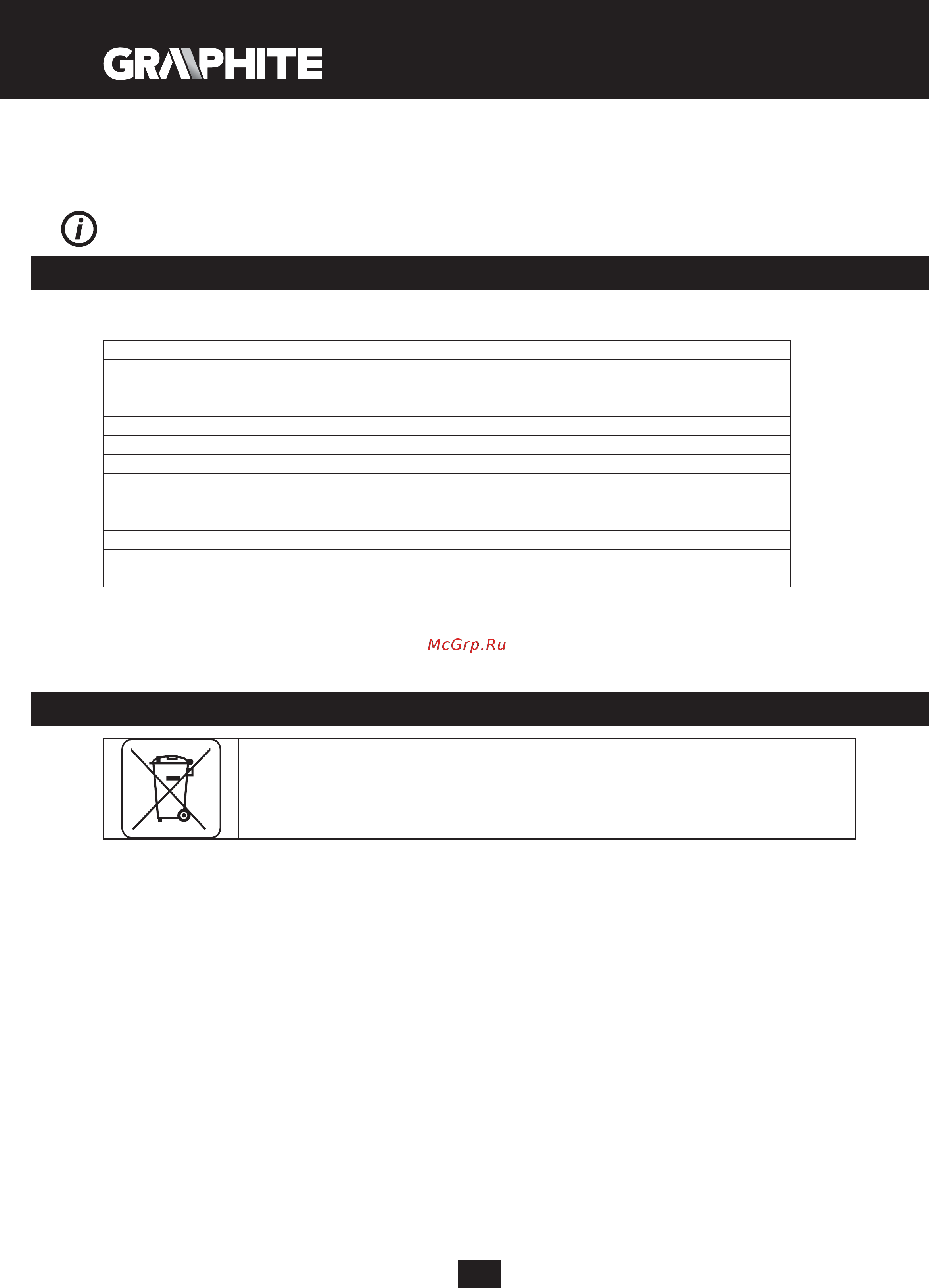 GRAPHITE 59G680 [106/108] Parametros técnicos