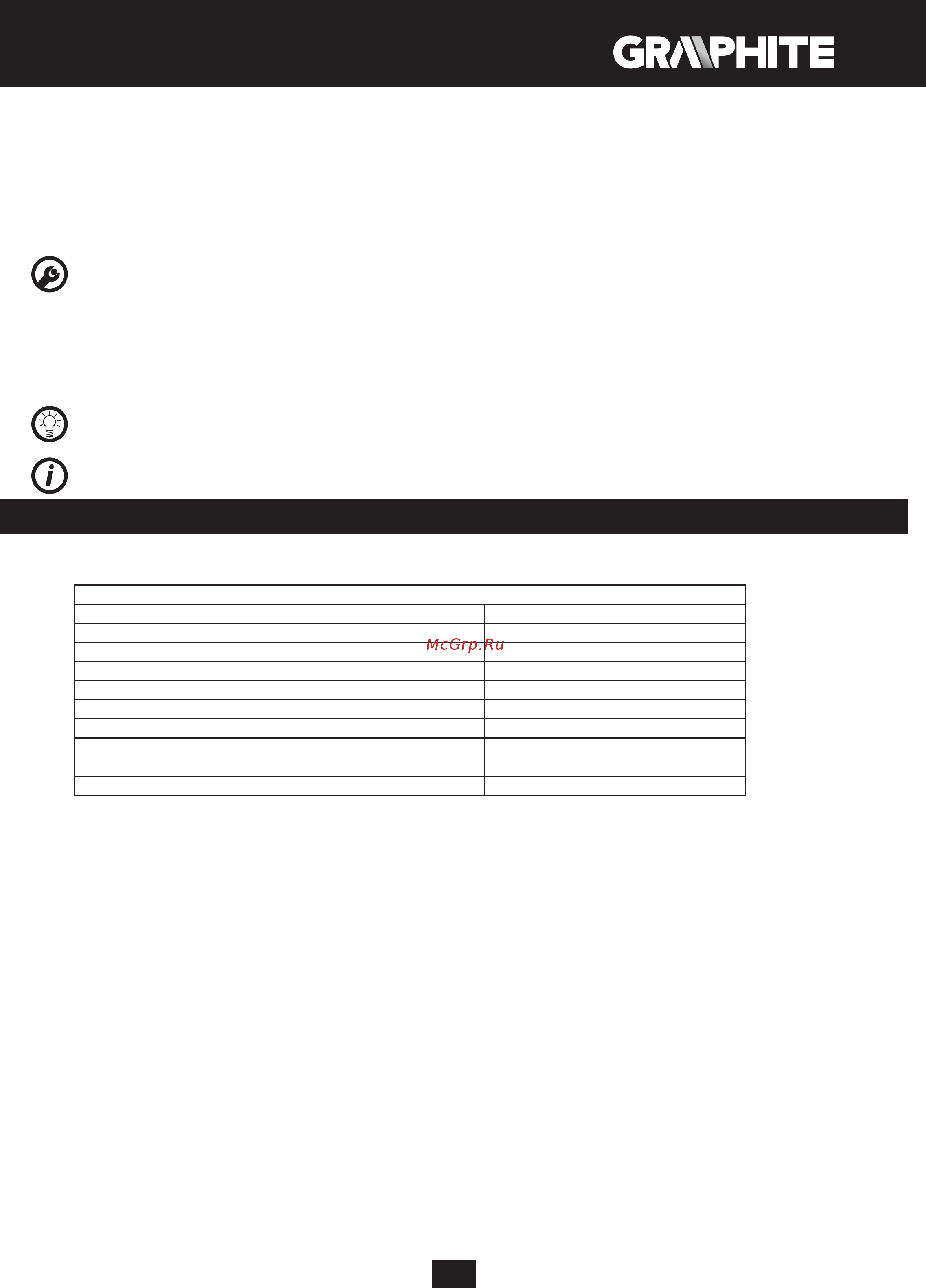 GRAPHITE 59G019 [123/192] Tehnilised parameetrid