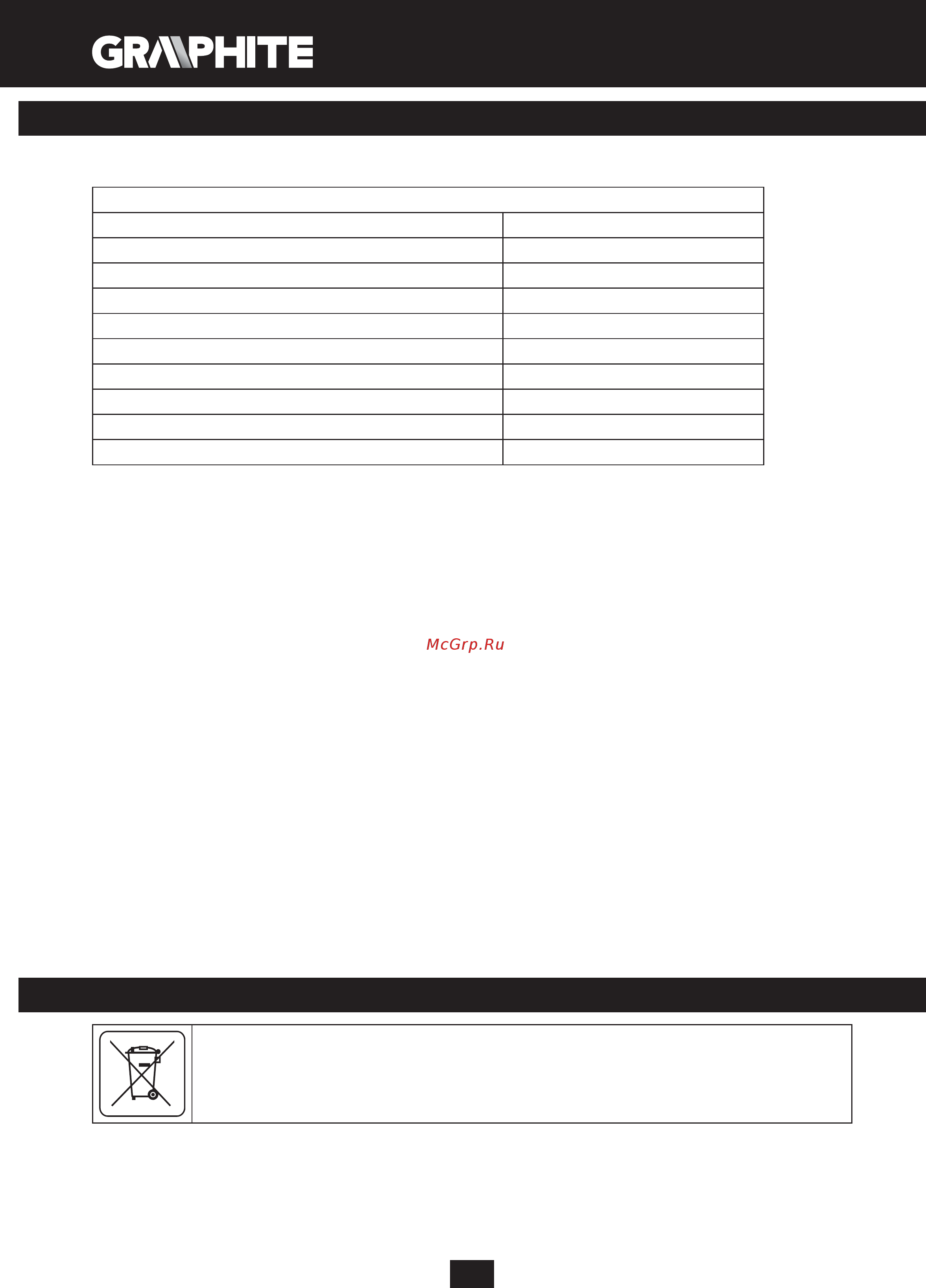 GRAPHITE 59G019 [24/192] Specifications