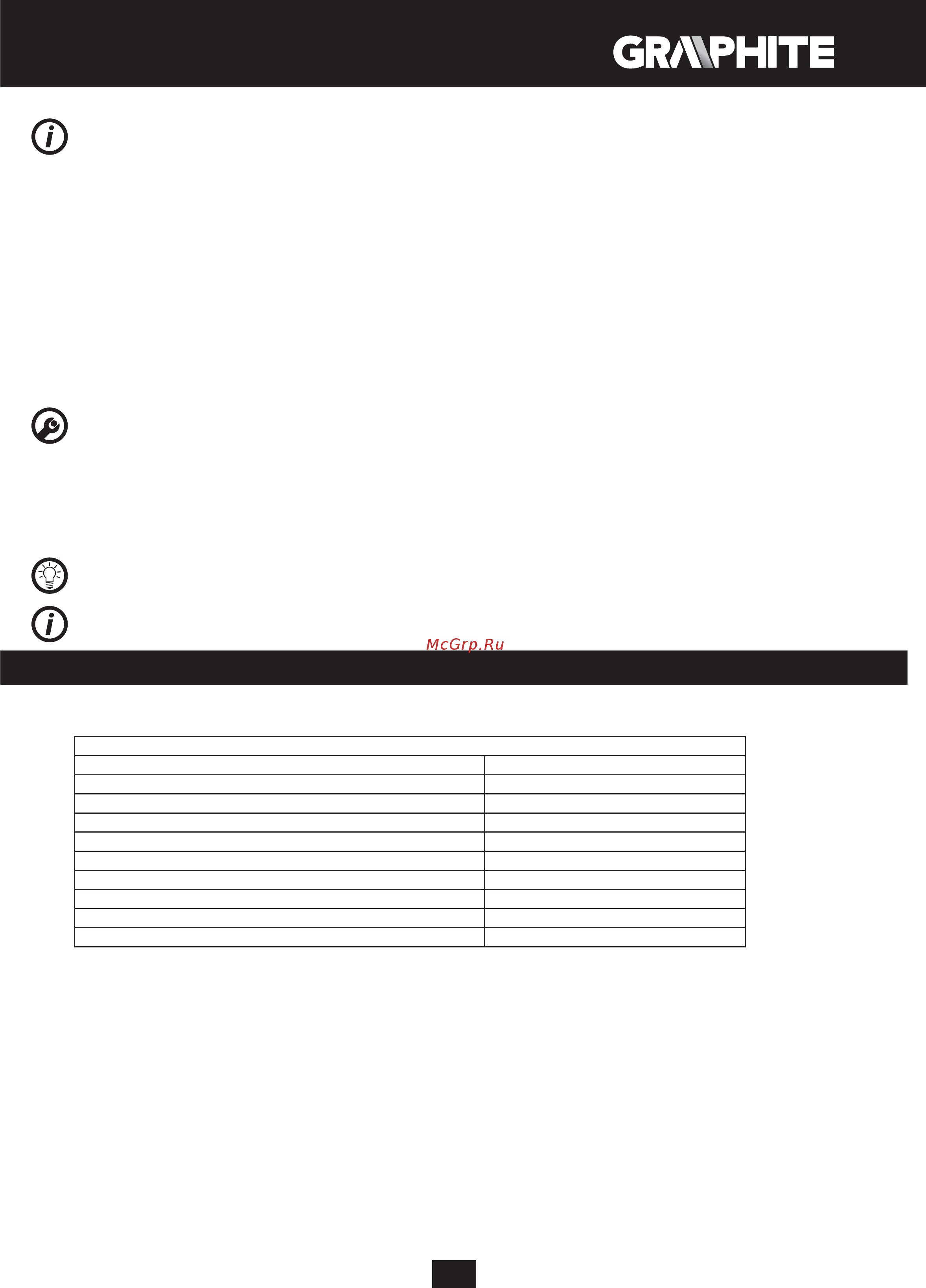 GRAPHITE 59G019 [97/192] Tehnični parametri