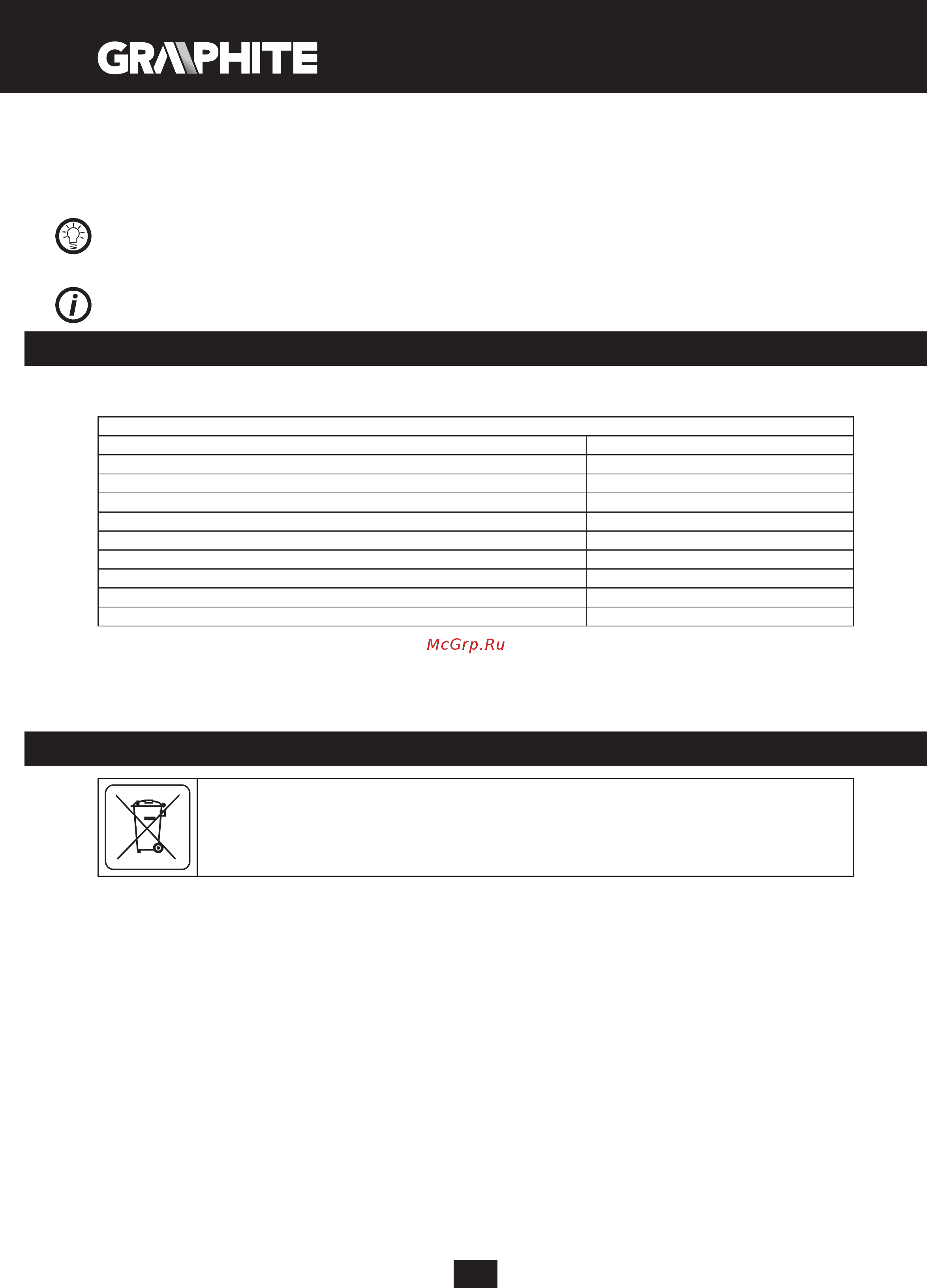 GRAPHITE 59G071 [104/152] Tehnički parametri