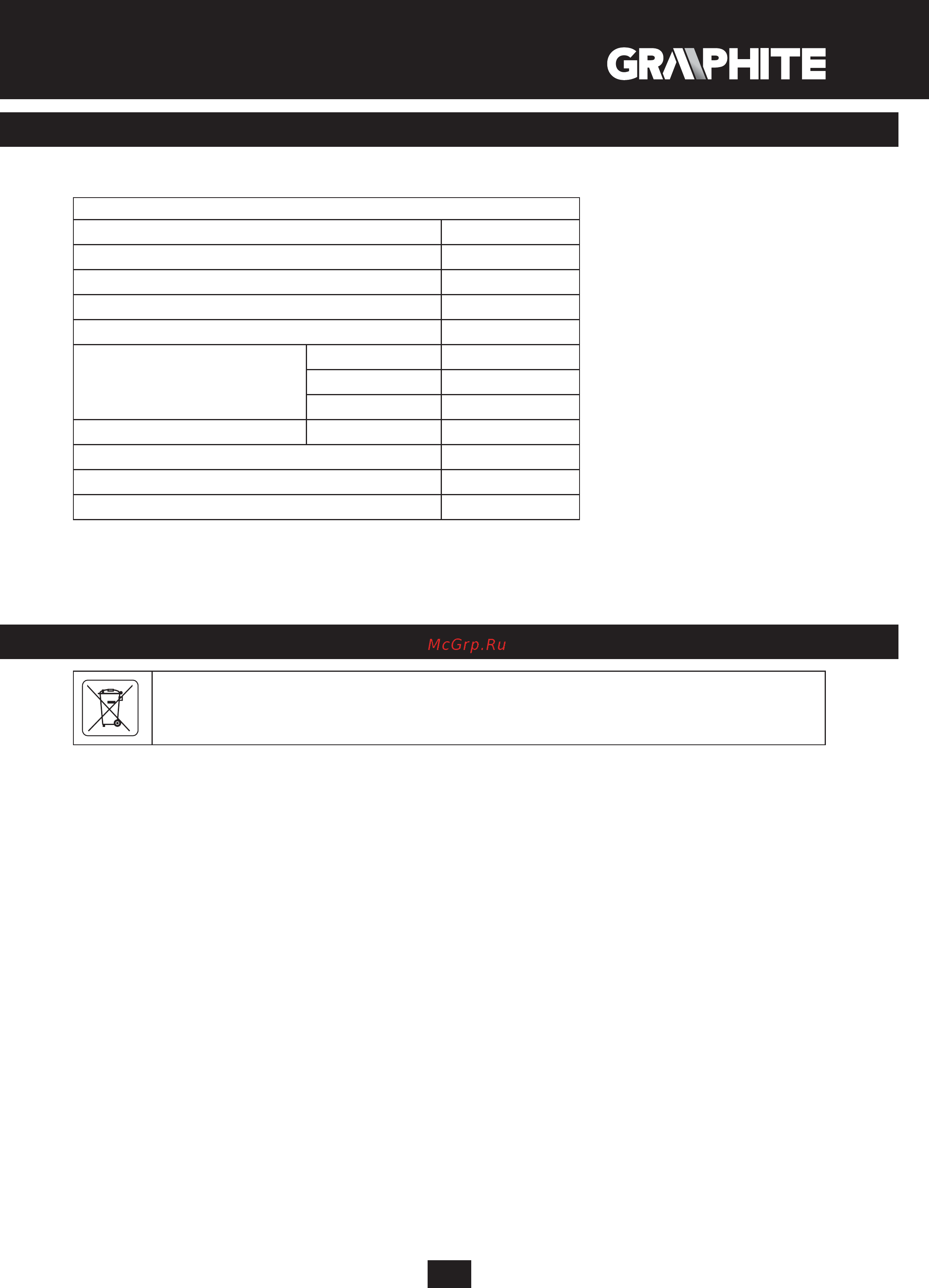 GRAPHITE 59G402 [13/92] Technical parameters