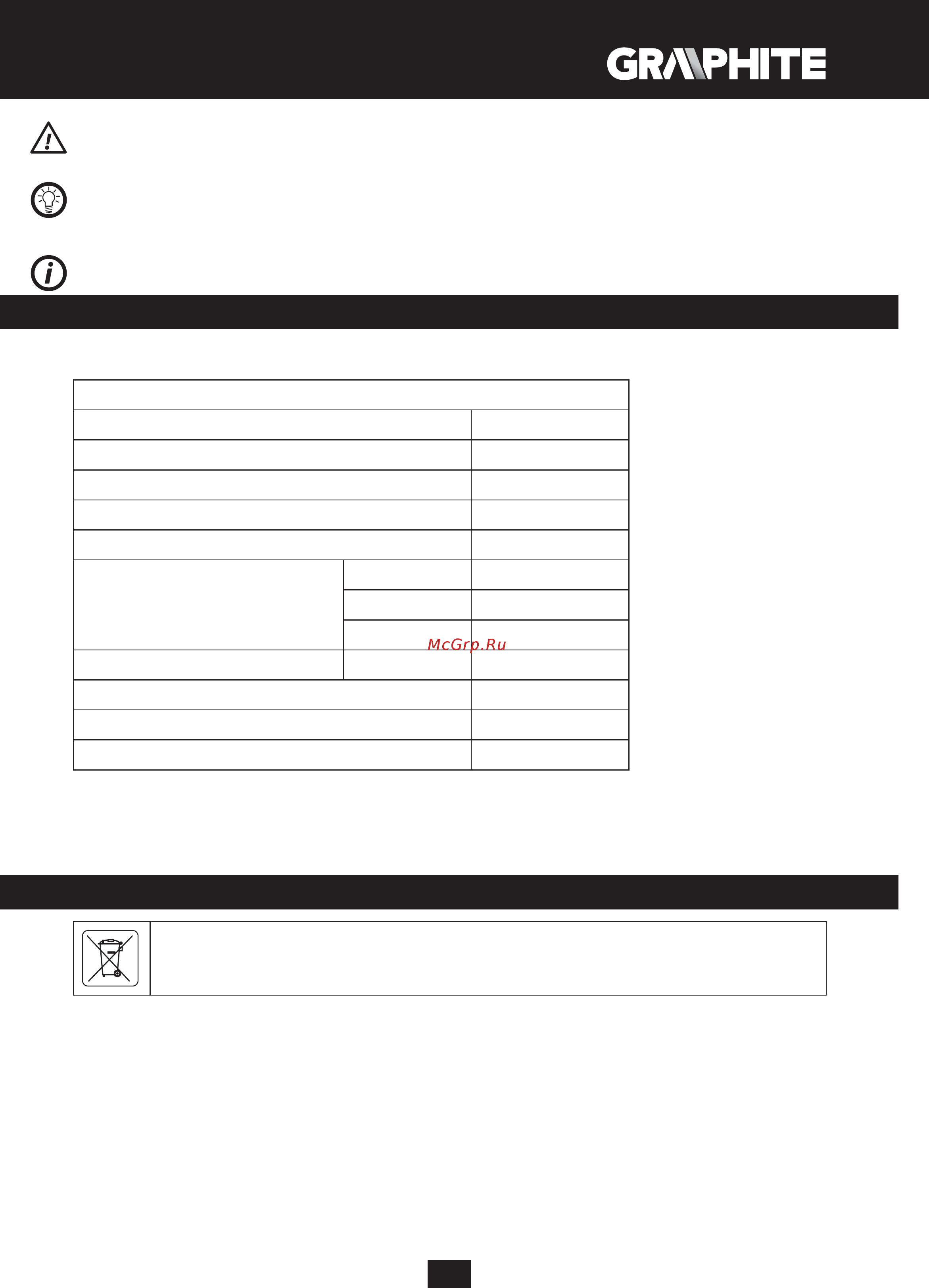 GRAPHITE 59G402 [7/92] Parametry techniczne