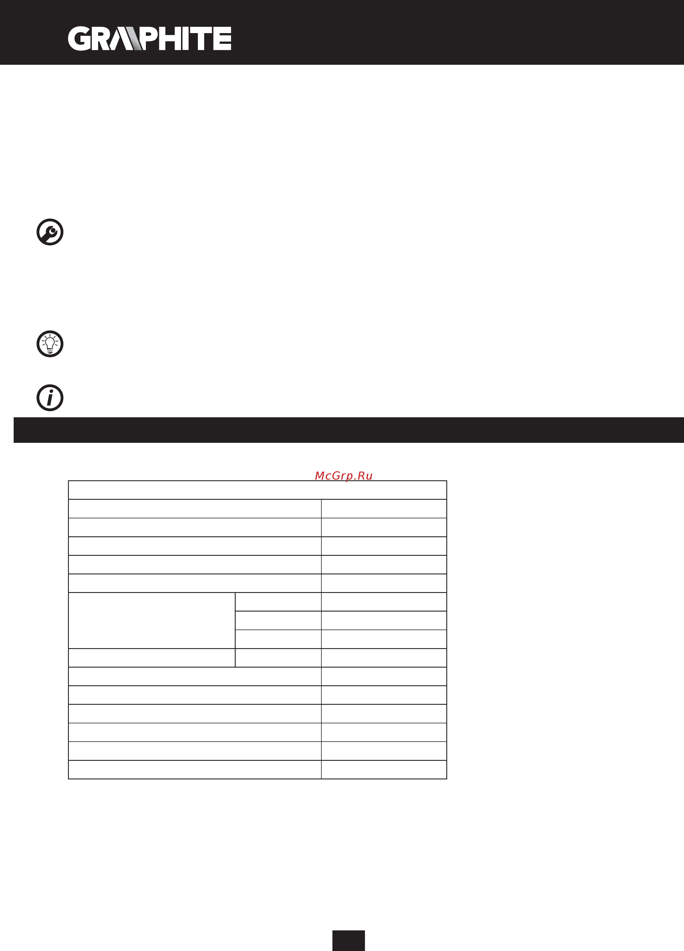 GRAPHITE 59G401 [60/104] Tehniskie parametri