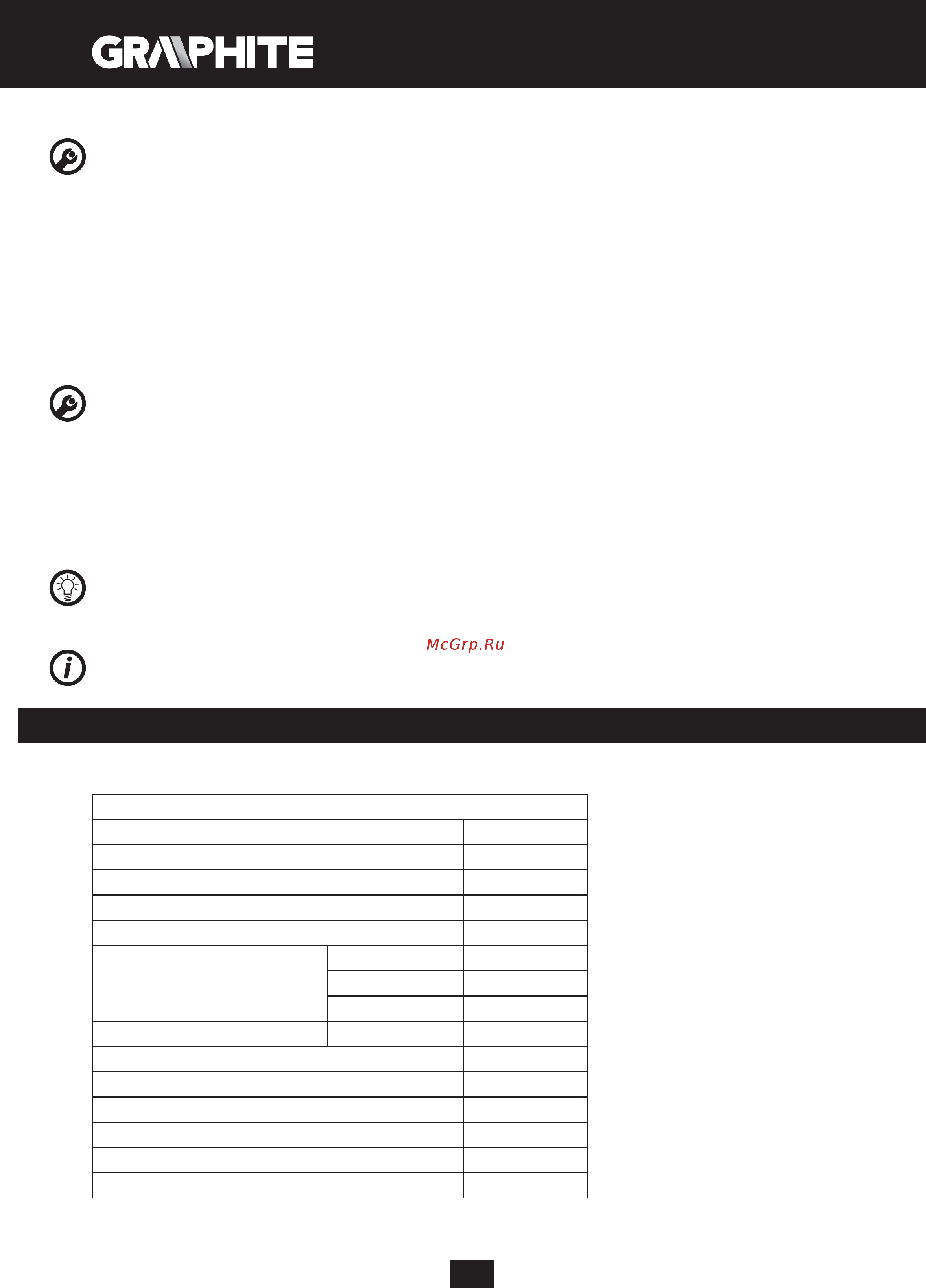 GRAPHITE 59G401 [92/104] Caratteristiche tecniche