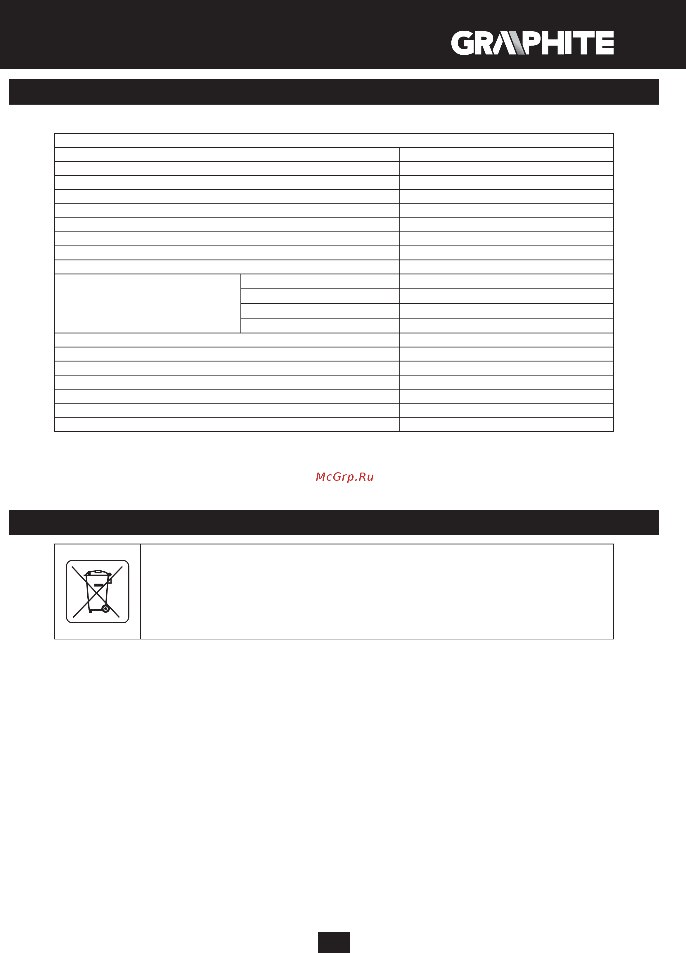 GRAPHITE 59G812 [181/232] Parametros técnicos