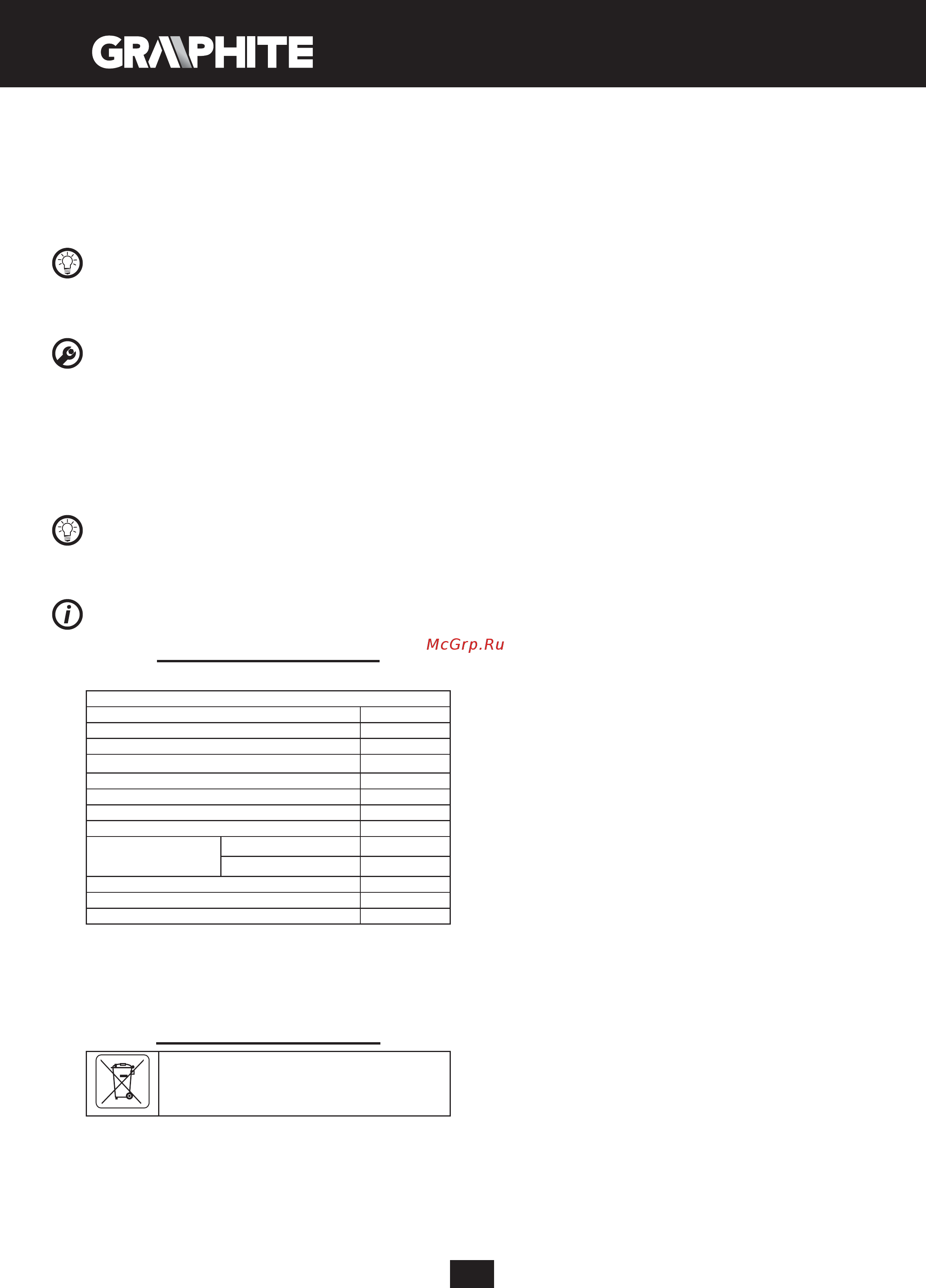 GRAPHITE 185 мм, 1200Вт, доп диск, кейс 58G488 [74/76] Caratteristiche tecniche