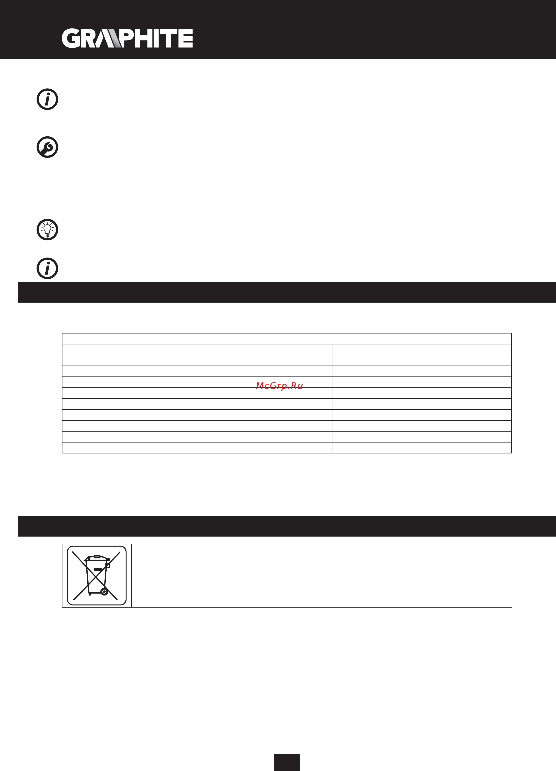 GRAPHITE 59G394 [16/98] Environment protection