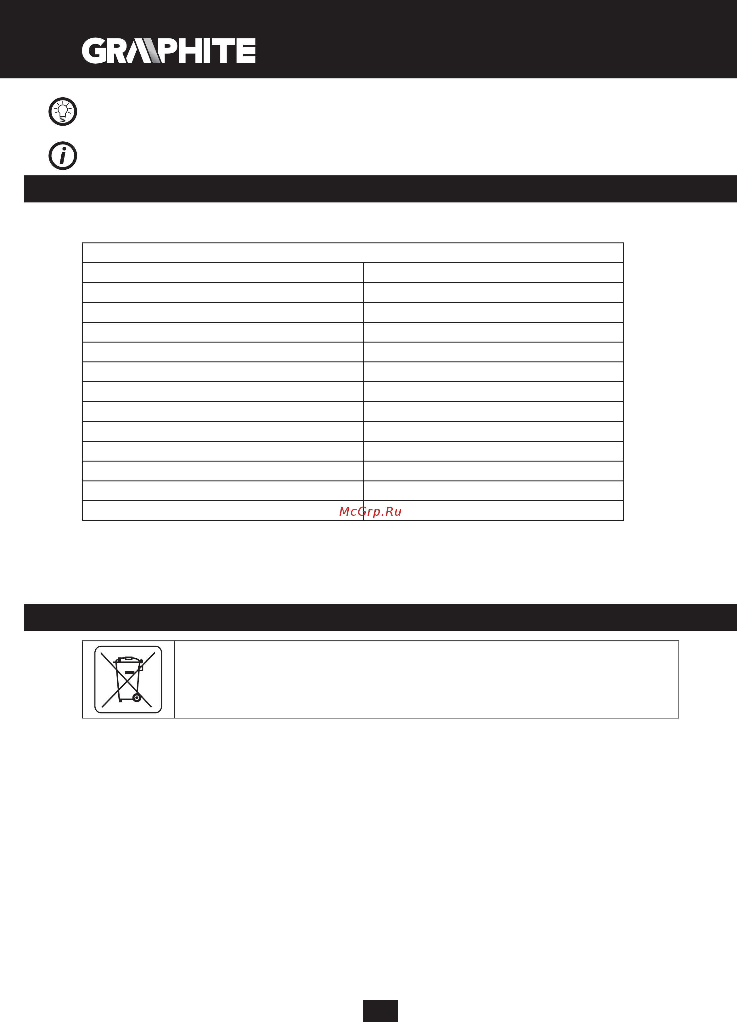 GRAPHITE 59G262 [102/116] Caratteristiche tecniche