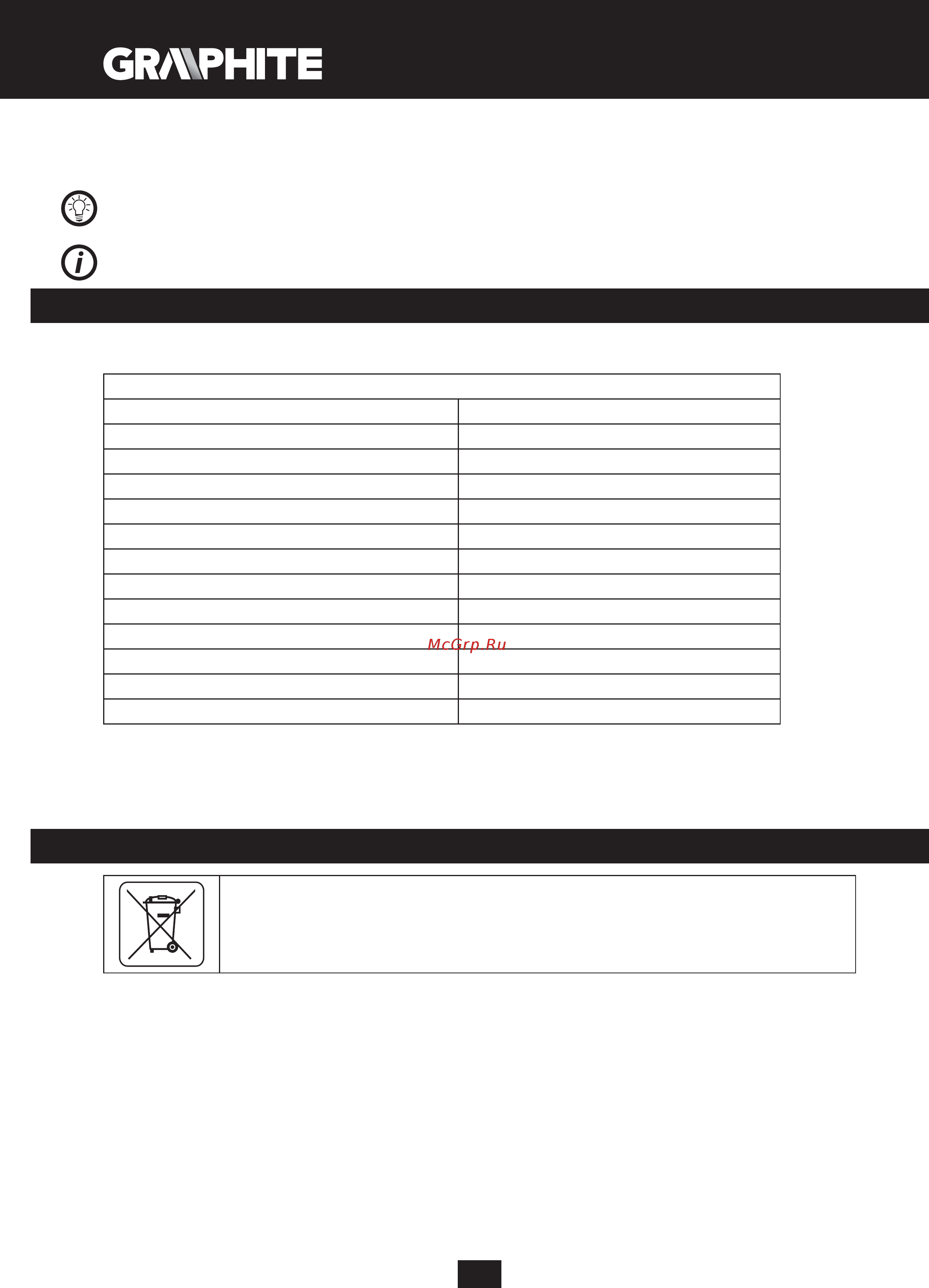 GRAPHITE 59G262 [42/116] Parametrii tehnici