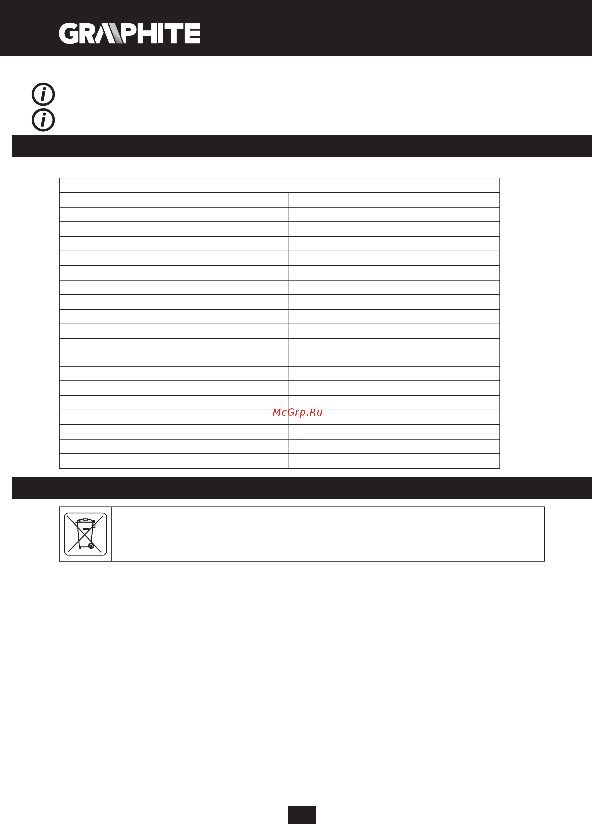 GRAPHITE 59G608 [118/132] Parametros técnicos