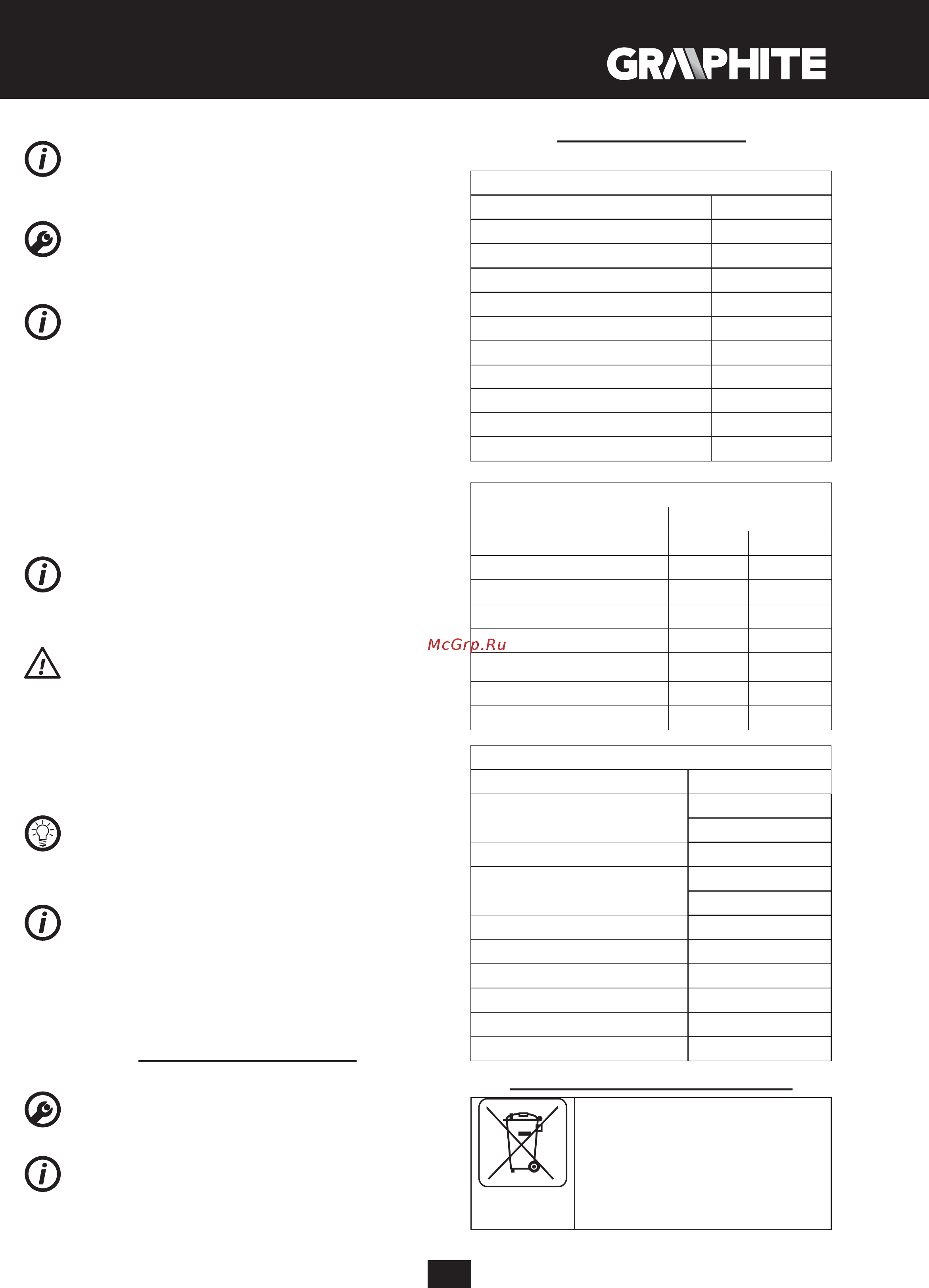 GRAPHITE 58G007 [61/72] Parametros técnicos