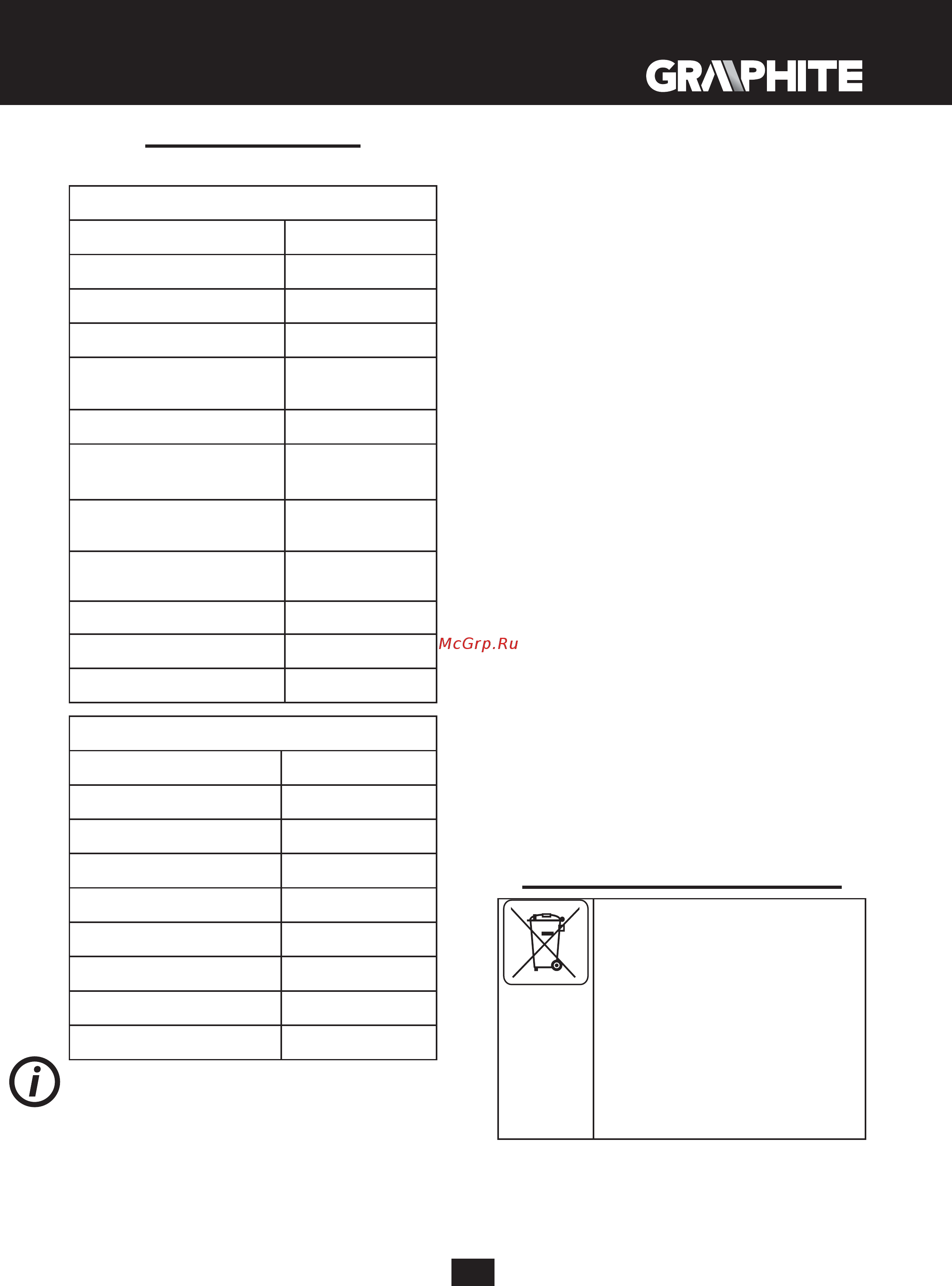GRAPHITE 58G218 [123/140] Parametros técnicos